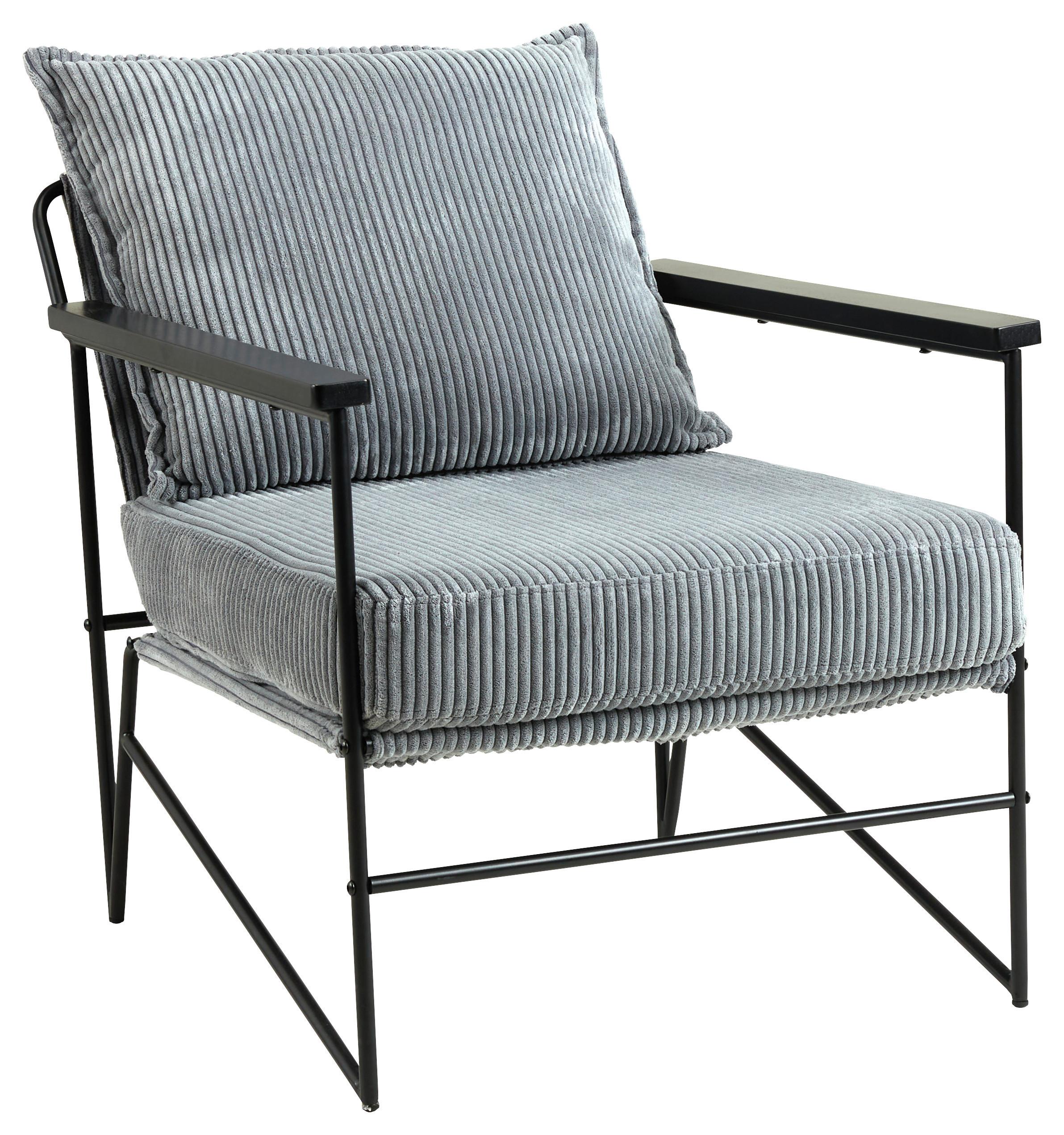 Loungesessel in Grau/Schwarz - Schwarz/Grau, Modern, Holz/Textil (85/81/68cm) - Premium Living