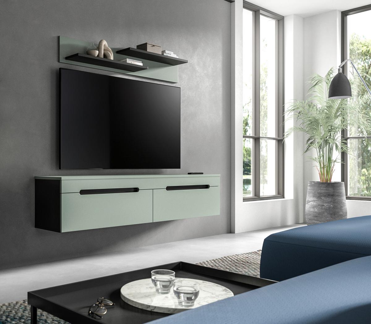 Dnevni Regal Canu, Sivozelena, 2-Delni - črna, Design, umetna masa/leseni material (170/38/33cm) - Livetastic