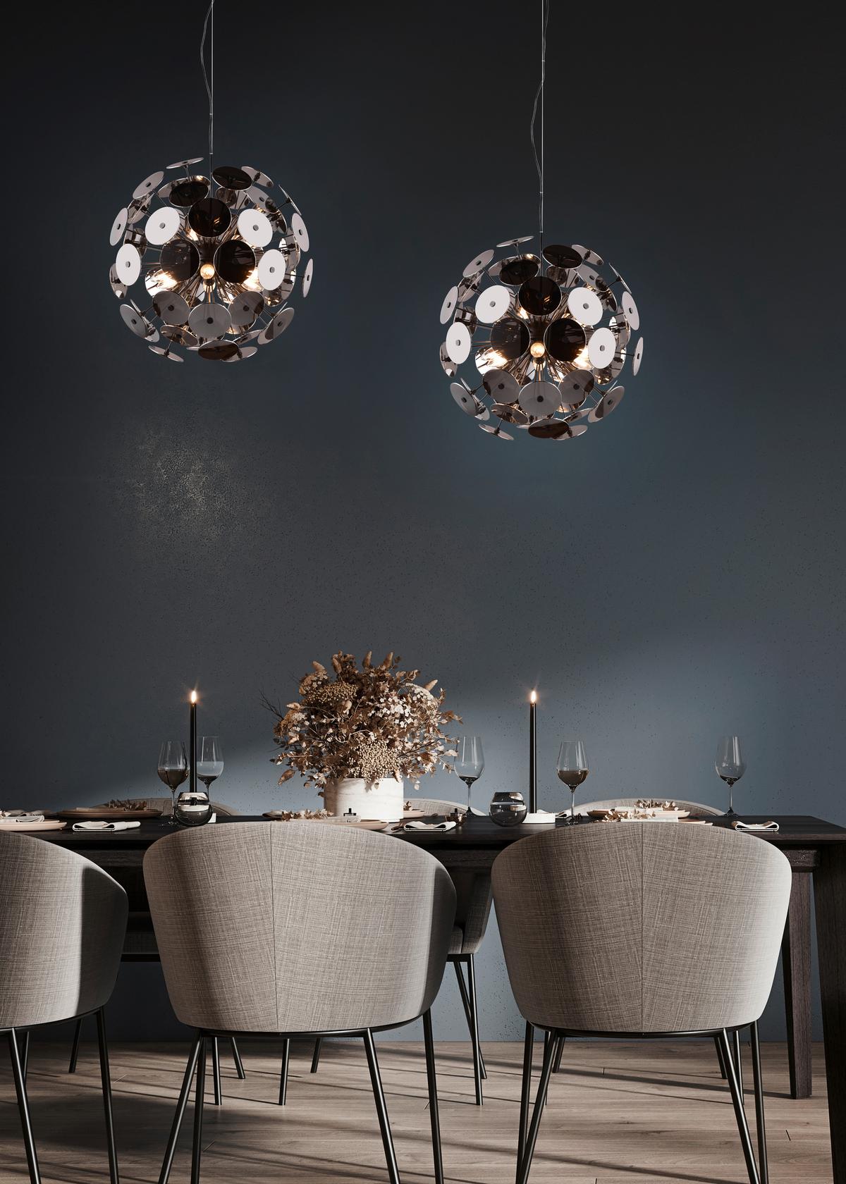 Pendelleuchte Discalgo in Schwarz/Chom max. 40 Watt - Chromfarben/Schwarz, Design, Glas/Metall (54/150cm) - Trio Leuchten