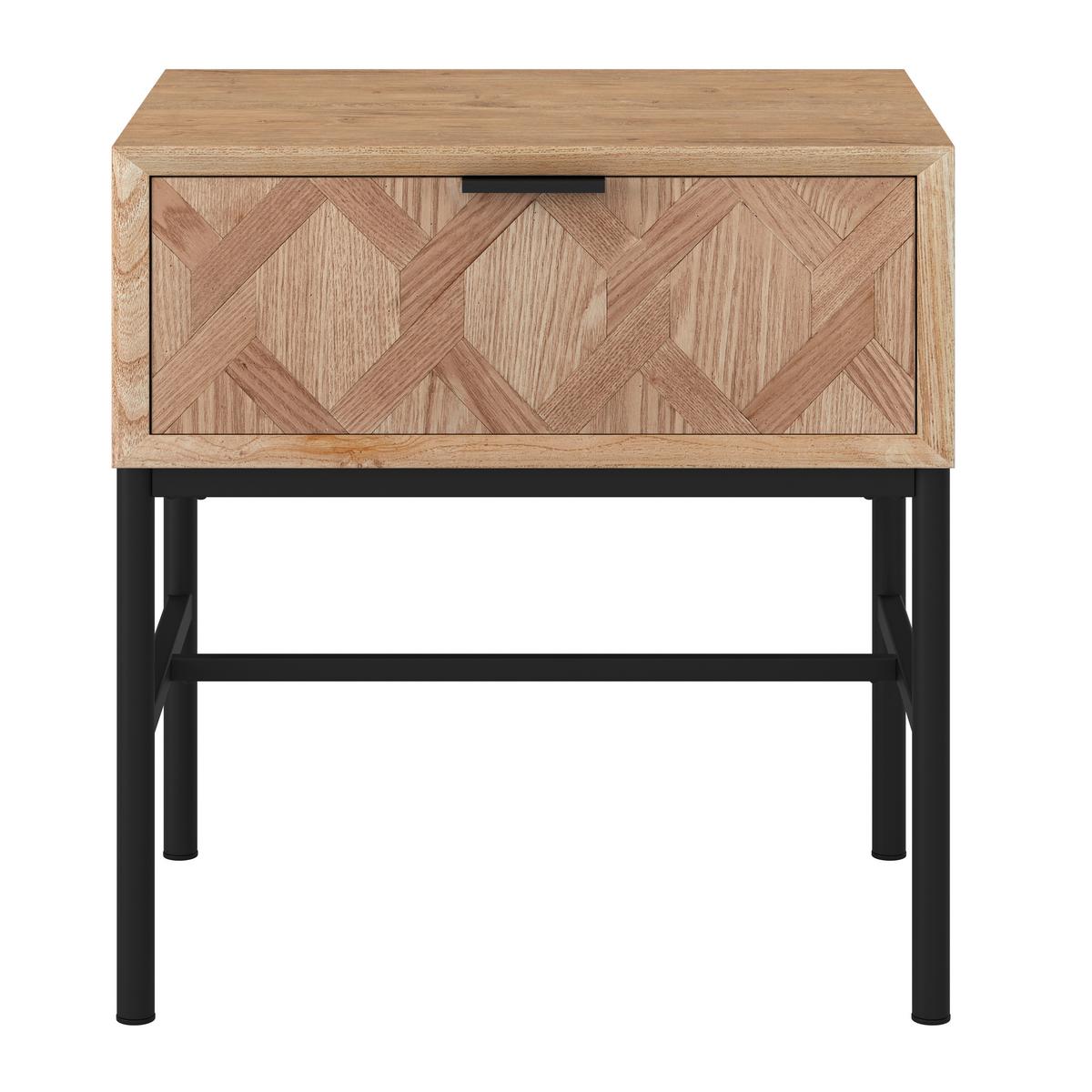 Nočna Omarica Milano, Jesenov Les, Črna - barve jesena/črna, Moderno, kovina/les (47,5/51/36cm) - Bessagi Home