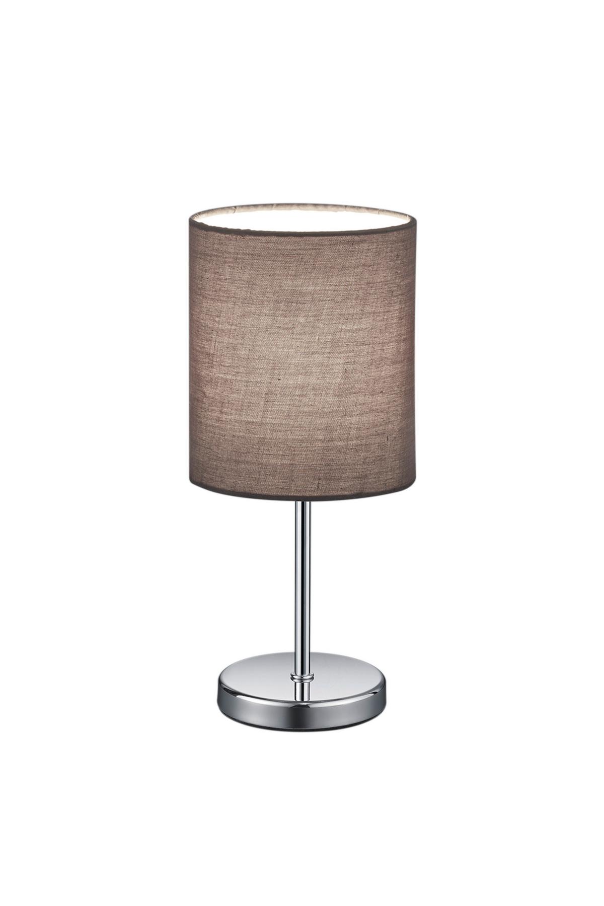 LAMPA STOŁOWA JIM *SBB* - szary/kolor chromowy, Basics, metal/tkanina (13/28,5cm) - Boxxx