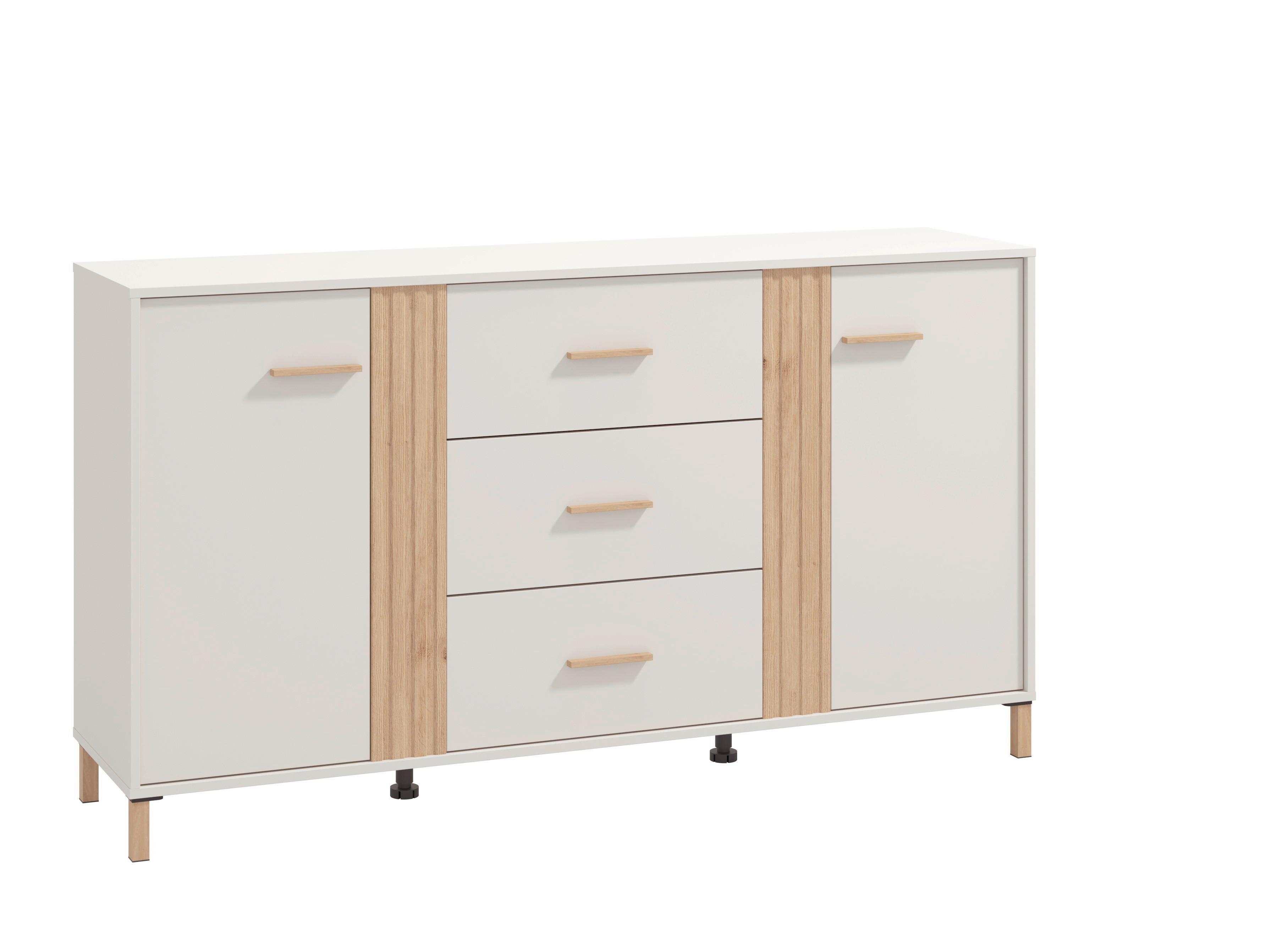 Tálalószekrény Belfort - kasmírszínű/tölgyfa színű, Modern, faalapú anyag (163,5/90/40cm)