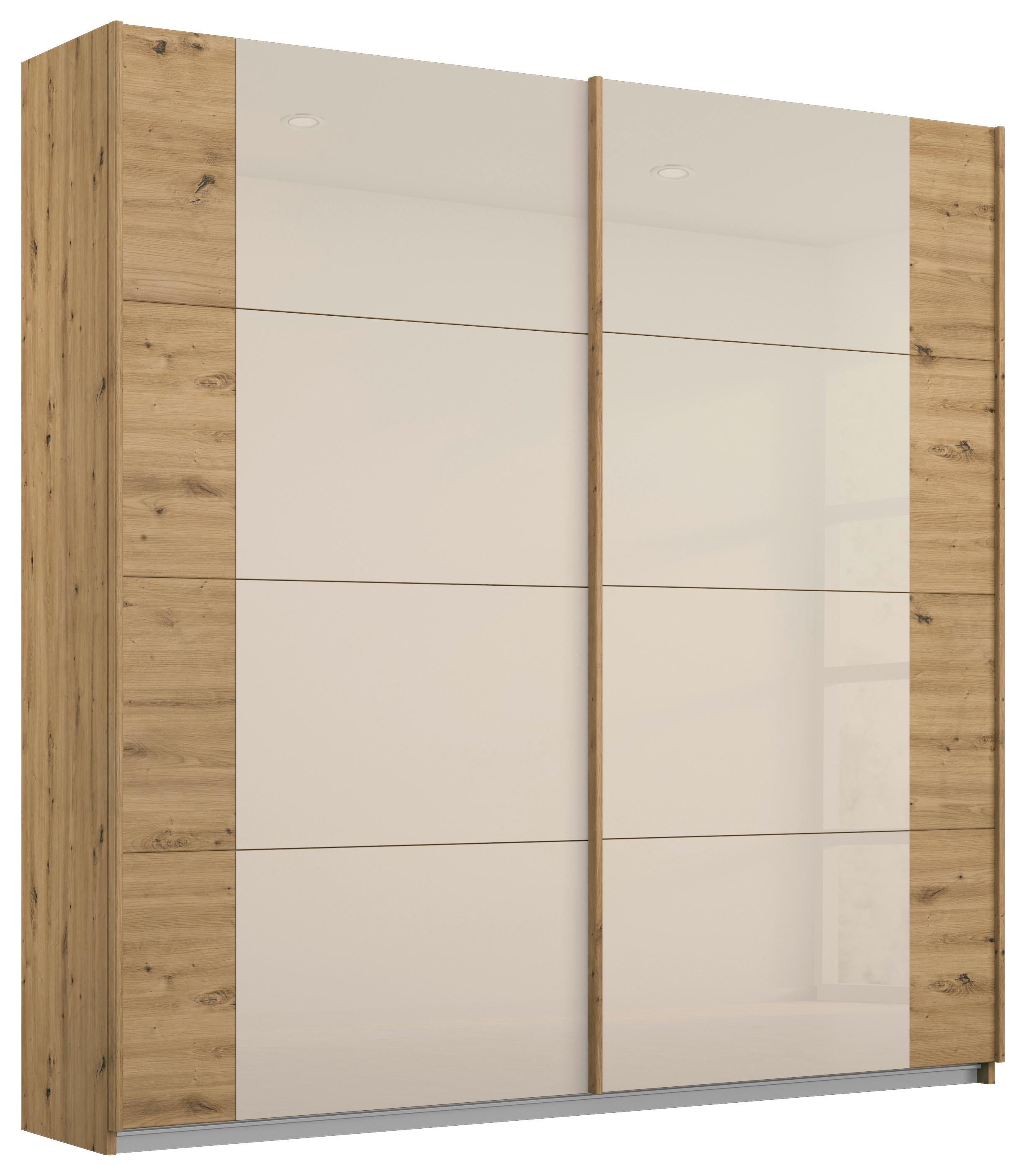 Ormar S Kliznim Vratima Artemis - hrast Artisan/boje šampanjca, Moderno, staklo/drvni materijal (181/210/62cm) - Modern Living