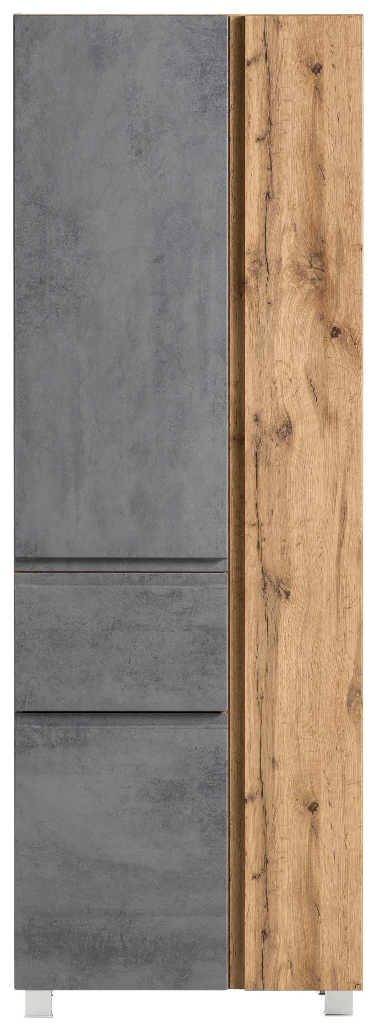 Hochschrank Varese ca. 65x180 cm Hellgrau/Eiche - Eiche Wotan/Hellgrau, MODERN, Holzwerkstoff (65/180/35cm) - Held