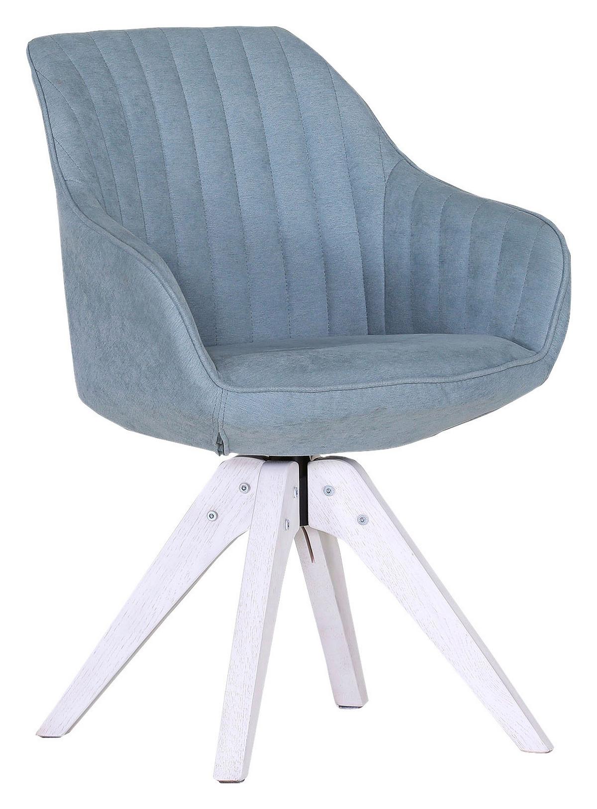 KRZESŁO Z PODŁOKIETNIKAMI CHILL - niebieski/biały, Design, tkanina/drewno (60/83/65cm) - Livetastic