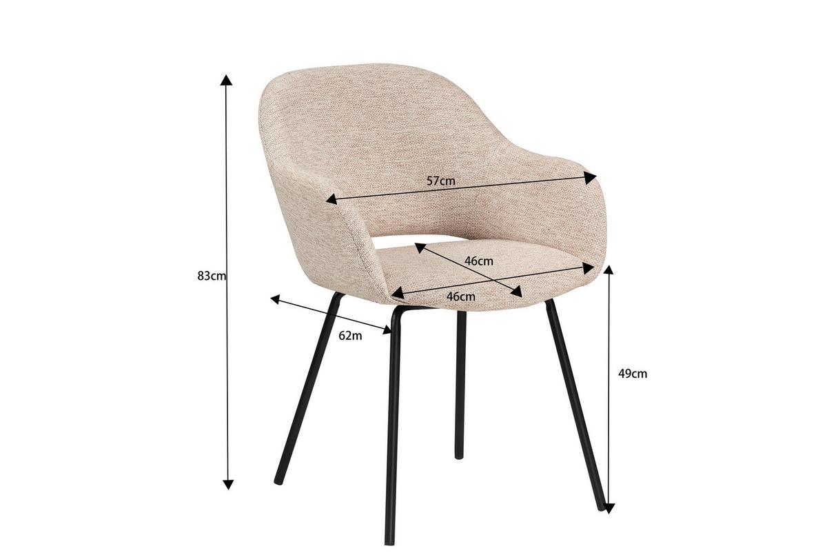 KRZESŁO Z PODŁOKIETNIKAMI LEIDEN - beżowy/czarny, Design, metal/tkanina (59/82/62cm) - Novel