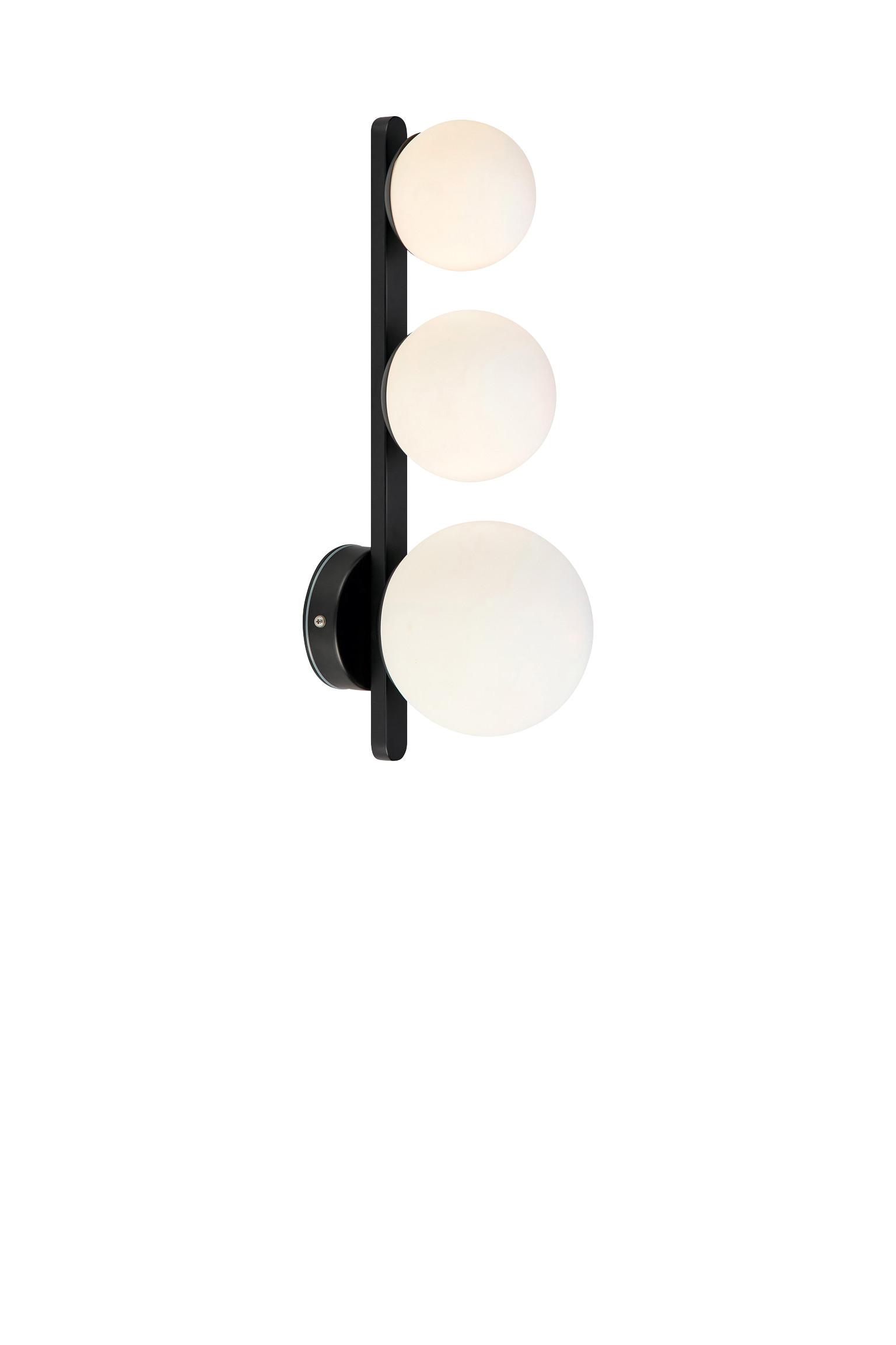 Wandleuchte Puro max. 20 Watt - Opal/Schwarz, Basics (13,5/65,5/18cm) - Markslöjd