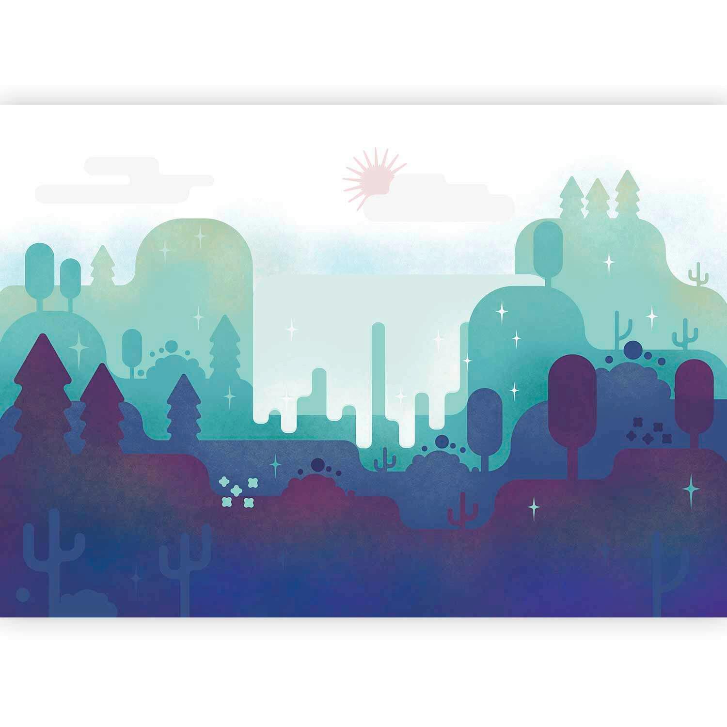 Fotótapéta Fairy-Tale Landscape - bézs/kék, Lifestyle, textil (450/315cm) - artgeist