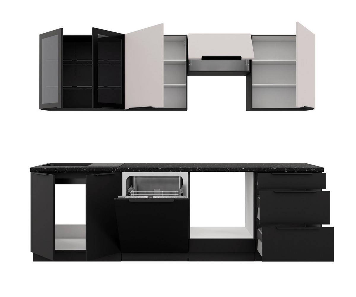 Blok Kuhinja Siena/arona - kašmir/crna, Moderno, staklo/drvni materijal (260/210/60cm) - Modern Living