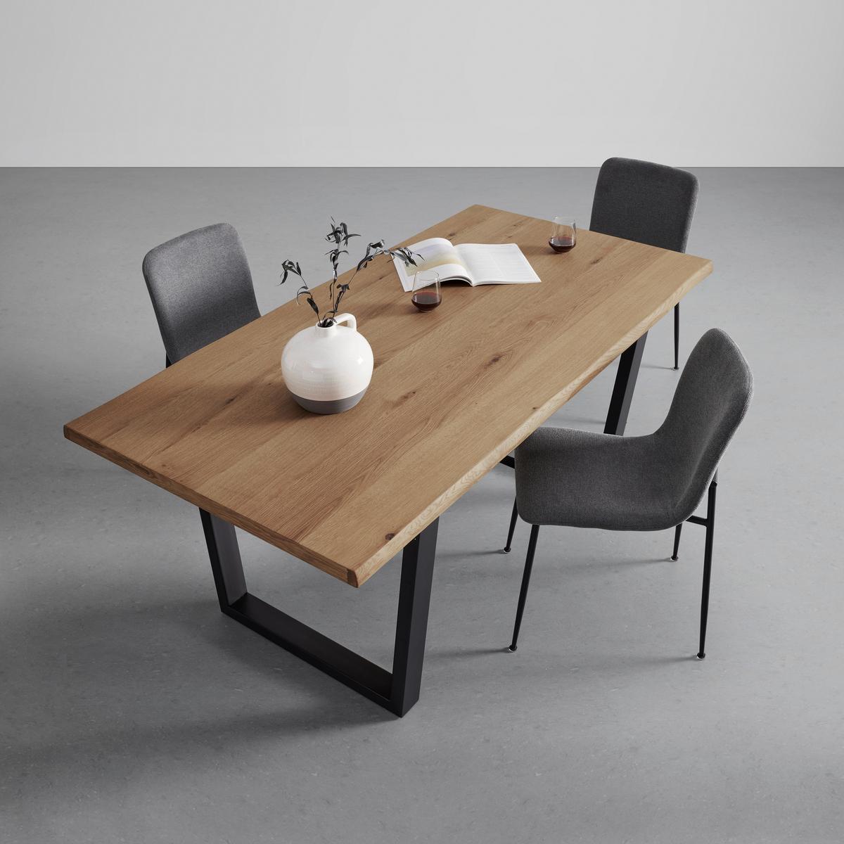 Jedilna Miza Juno, Hrast, Kovina - črna/barve hrasta, Moderno, kovina/les (180/90/76cm) - Bessagi Home