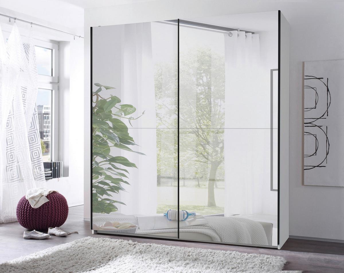 Dulap cu uși culisante NOEMI - alb, Trend, sticlă/material pe bază de lemn (215/210/60cm) - Modern Living