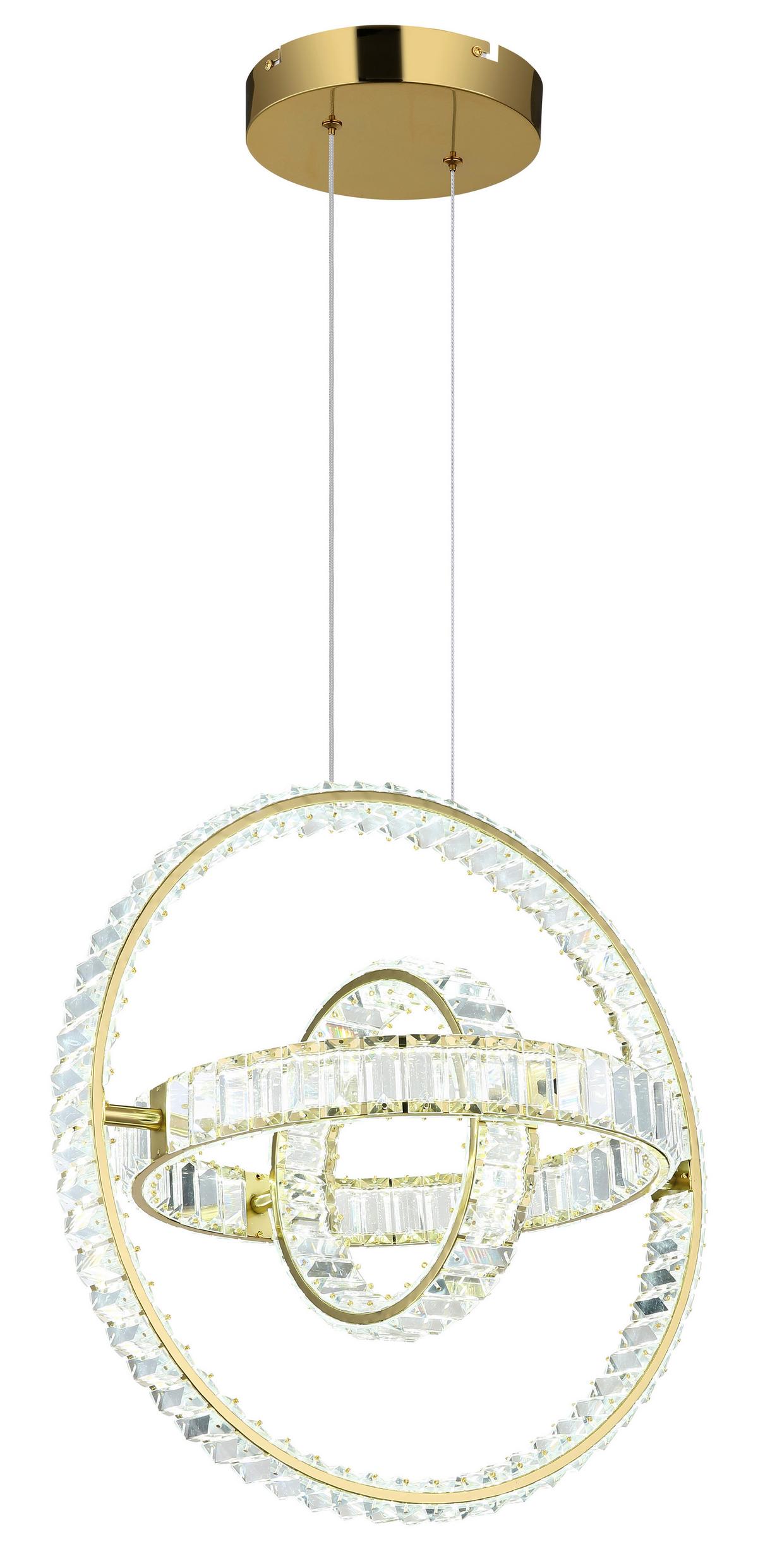 LED-HÄNGELEUCHTE 67339-115G NEIL - Klar/Goldfarben, Design, Glas/Metall (50/40/120cm) - Globo