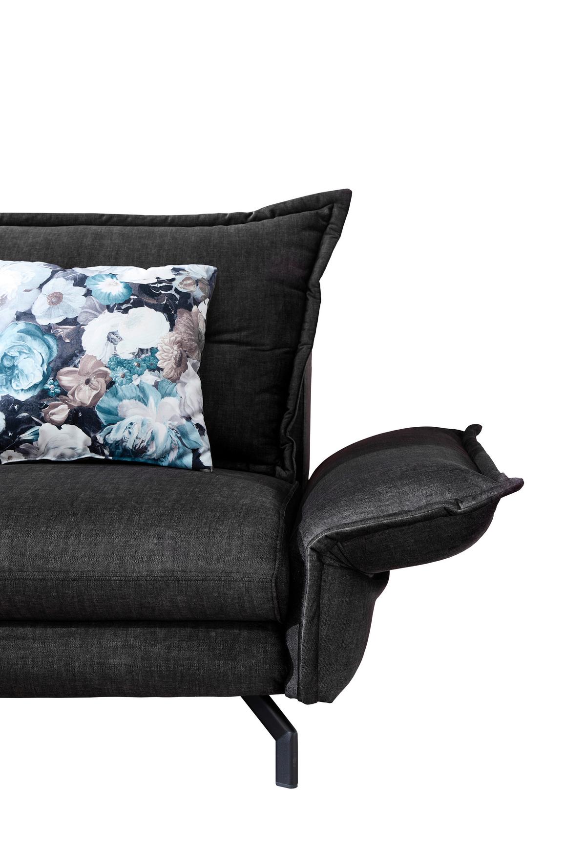 Wohnlandschaft Lava Anthrazit Velours - Türkis/Anthrazit, MODERN, Textil/Metall (180/255cm) - Livetastic
