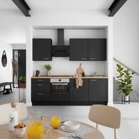 Küchenblock Touch High m. Geräten Schwarz - Edelstahlfarben/Eichefarben, MODERN, Holzwerkstoff/Metall (240cm) - Nobilia