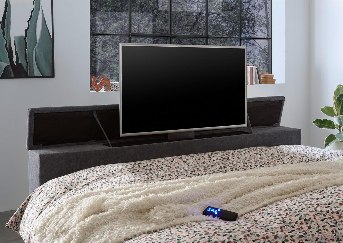 Boxspringbett Denver Anthrazit ca. 180x200 cm mit Topper - Anthrazit, KONVENTIONELL, Textil (180/200cm) - Carryhome