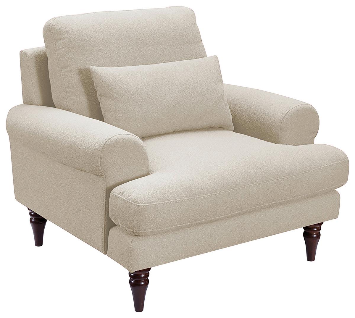 FOTEL XXL KIOTO - beżowy/kolor orzechowy, Design, tkanina/drewno (105/92/101cm) - Livetastic