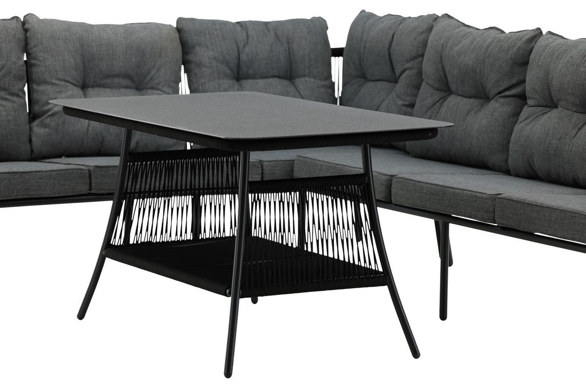 Dining-Loungeset Berlin ca. 173x196 cm Schwarz - Schwarz, KONVENTIONELL, Metall (173/196cm) - Gardenson