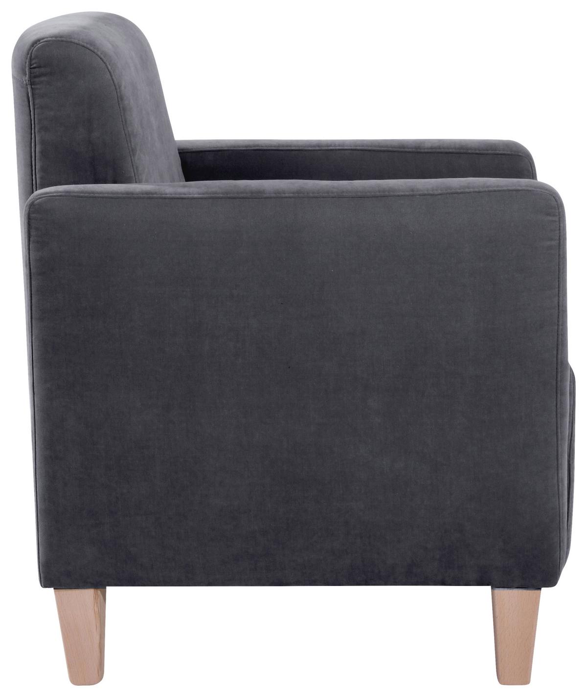 SESSEL MILLA - Anthrazit/Naturfarben, Design, Holz/Textil (71/81/70cm) - Max Winzer