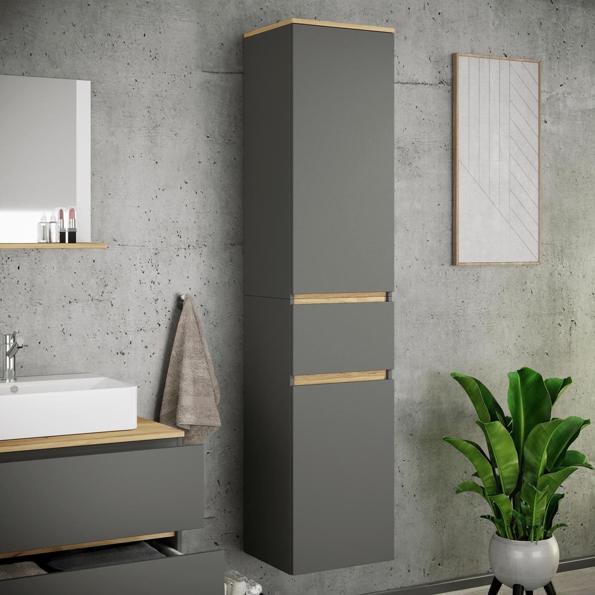 Hochschrank Cosila - Honigeiche/Anthrazit, Trend, Holzwerkstoff (40/180/35cm) - MID.YOU
