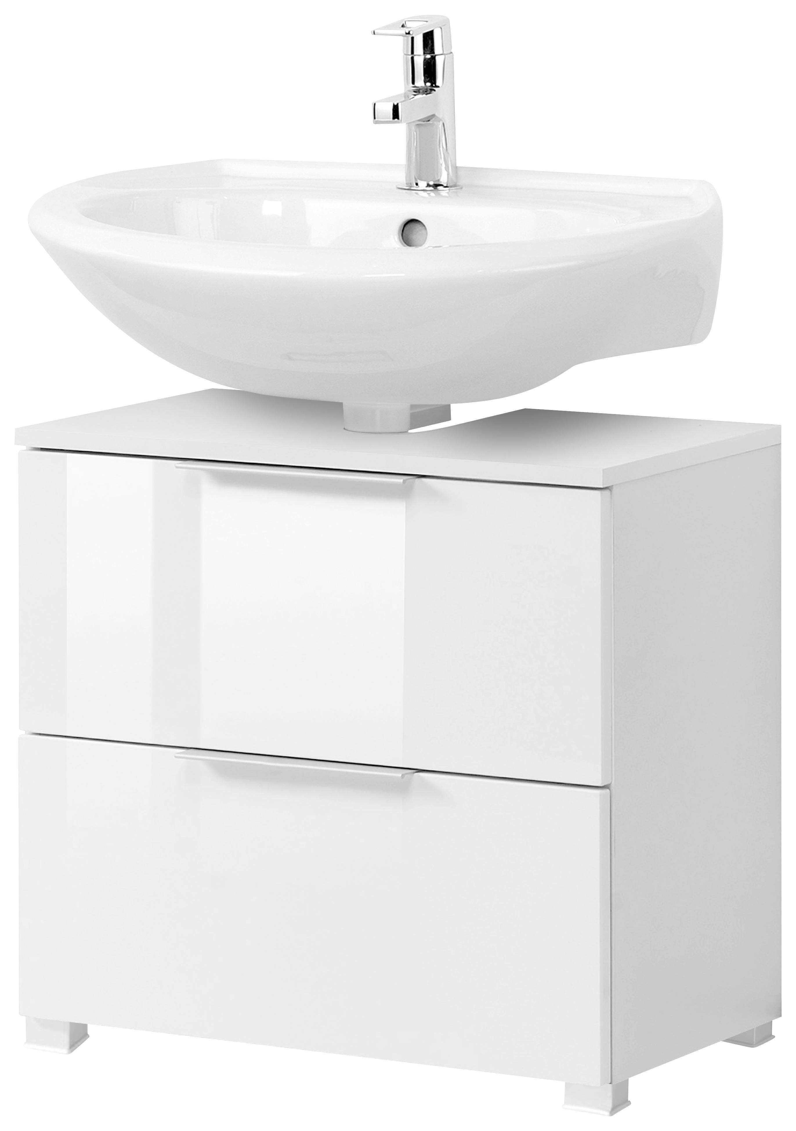 SZAFKA POD UMYWALKĘ RAVELLO - kolor srebrny/biały, Design, materiał drewnopochodny/tworzywo sztuczne (60/54/35cm) - Xora