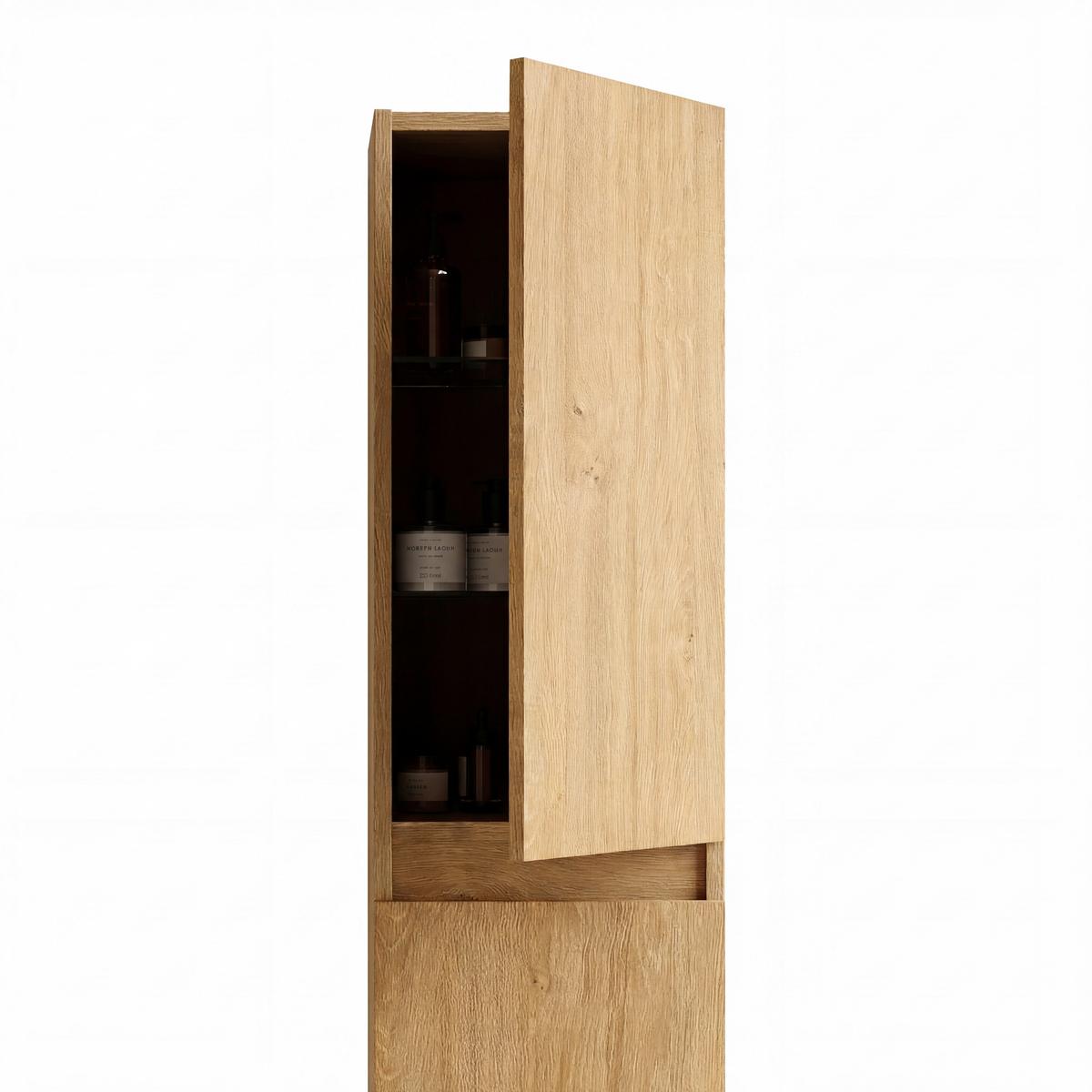 Visoki Element Lisbona - boje kroma/divlji hrast, Basics, staklo/drvni materijal (31.5/130/33.1cm)