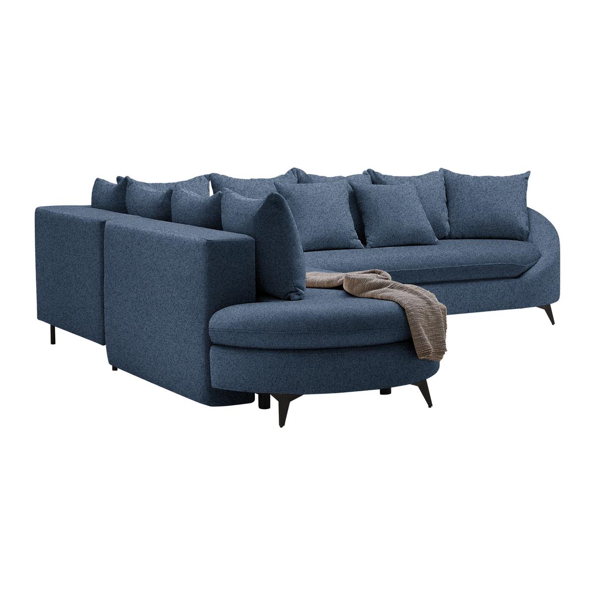 Ecksofa Axel Dunkelblau - Schwarz/Dunkelblau, MODERN, Textil/Metall (250/87/291cm) - Mömax