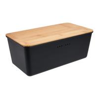 Brotbox Magnus Schwarz matt - Schwarz/Naturfarben, MODERN, Naturmaterialien/Kunststoff (34/18/13,5cm) - Mömax