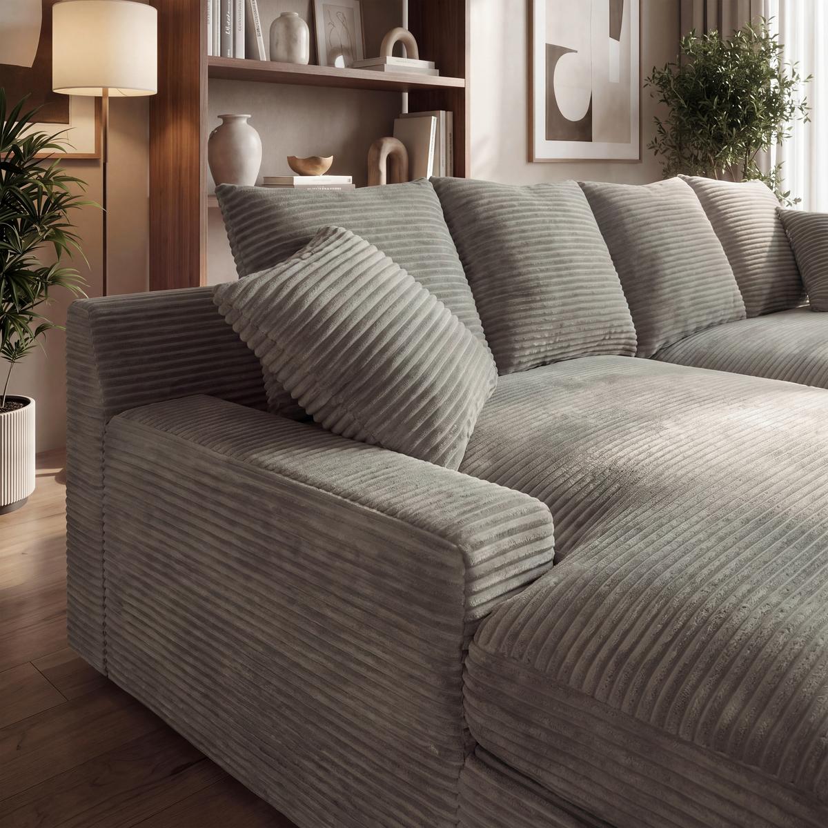 Velika Sofa Eleonora - svijetlo siva/crna, Moderno, drvo/tekstil (250/97/168cm) - Bessagi Home