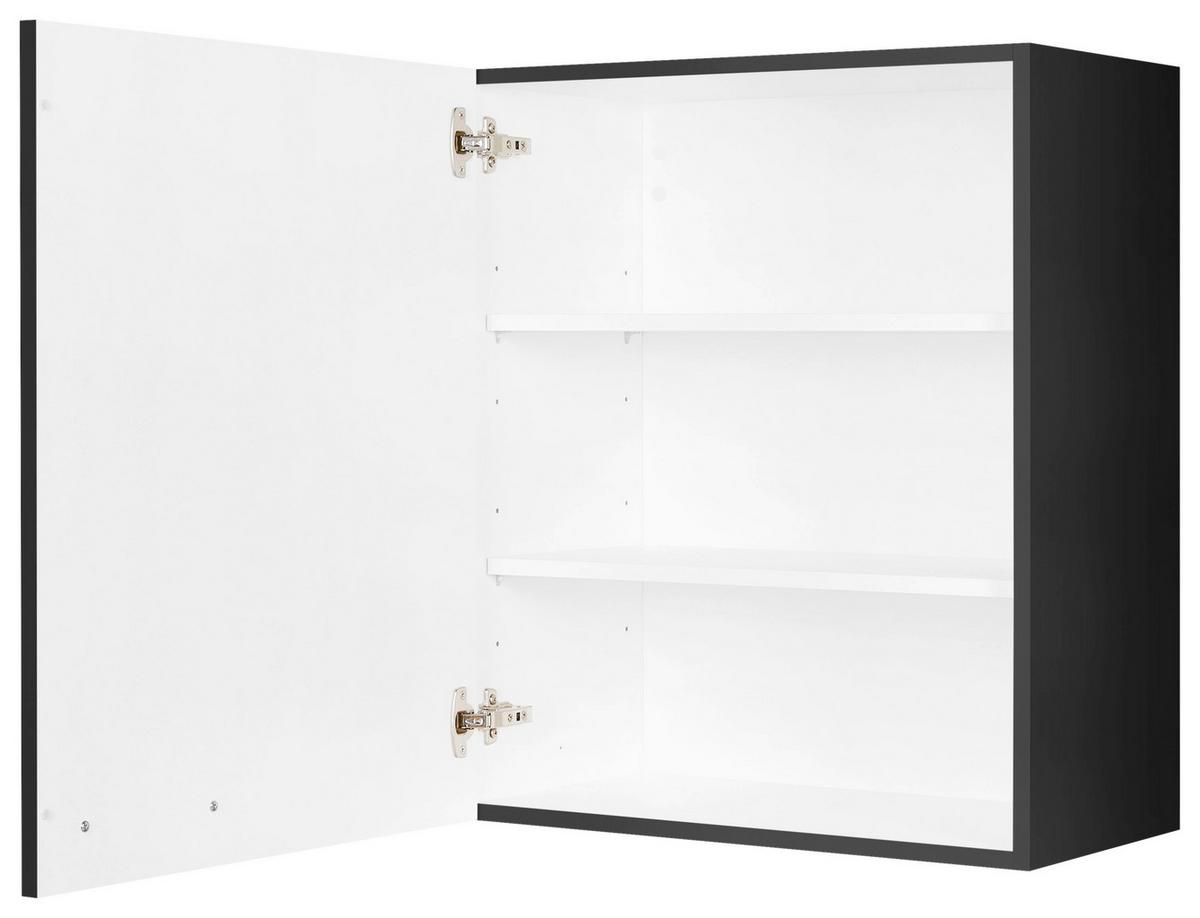 Küchenoberschrank Touch Schwarz - Edelstahlfarben/Schwarz, MODERN, Holzwerkstoff (60/72/35cm) - Nobilia