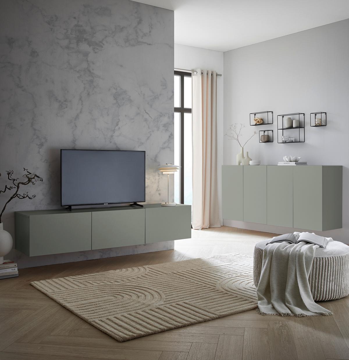 KOMODA NISKA NEWNIQ - zielony, Design, materiał drewnopochodny (180/36,7/42cm) - Hom`in