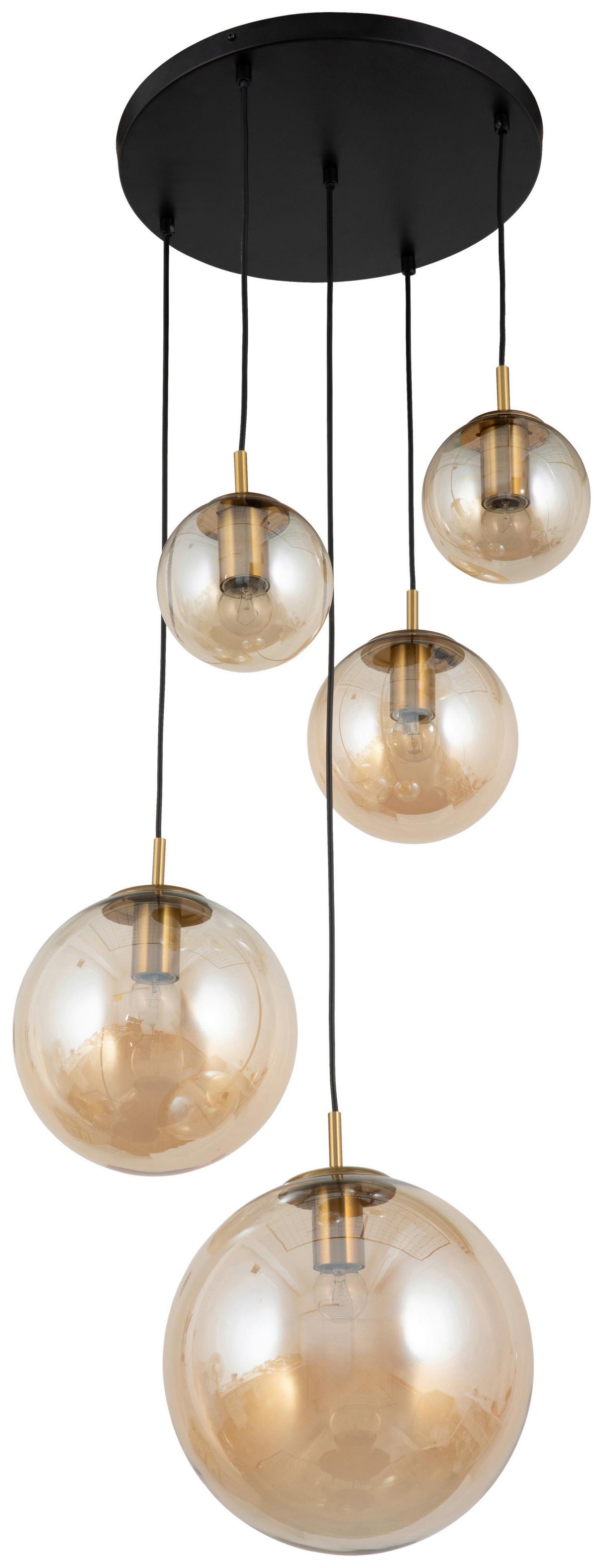 LAMPA WISZĄCA PEARL - kolor bursztynowy, Trend, metal/szkło (62/135cm) - Novel