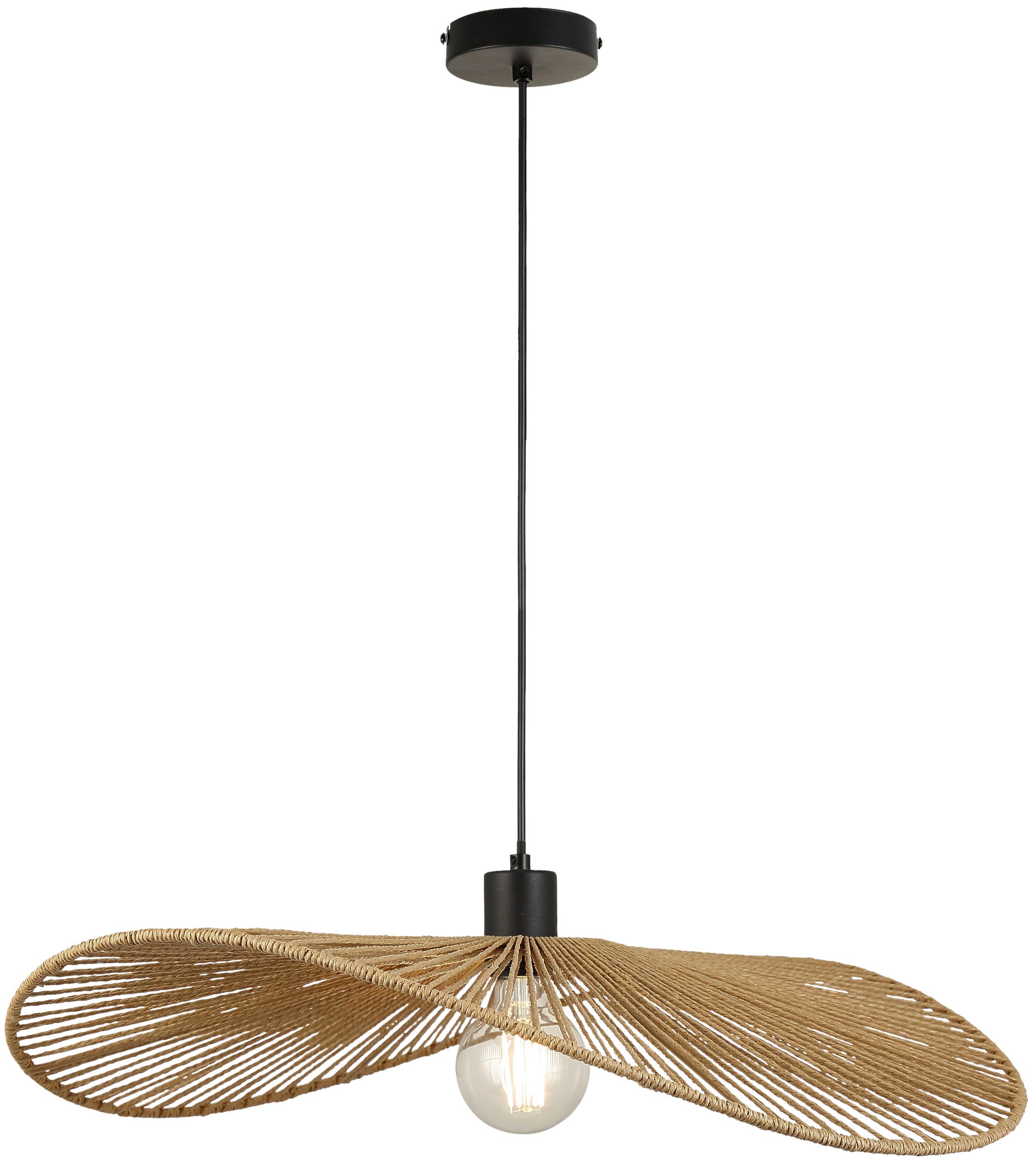 Hängeleuchte BLI in Schwarz/Natur max. 25 Watt - Schwarz, MODERN, Papier/Metall (58/120cm) - Mömax
