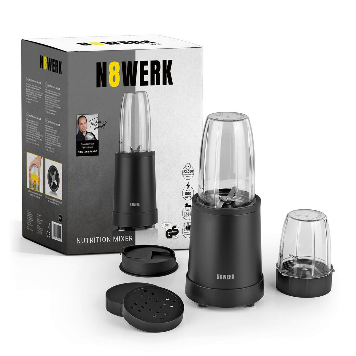 Mixer N8werk - fekete, Modern, műanyag/fém (14,5/36cm)