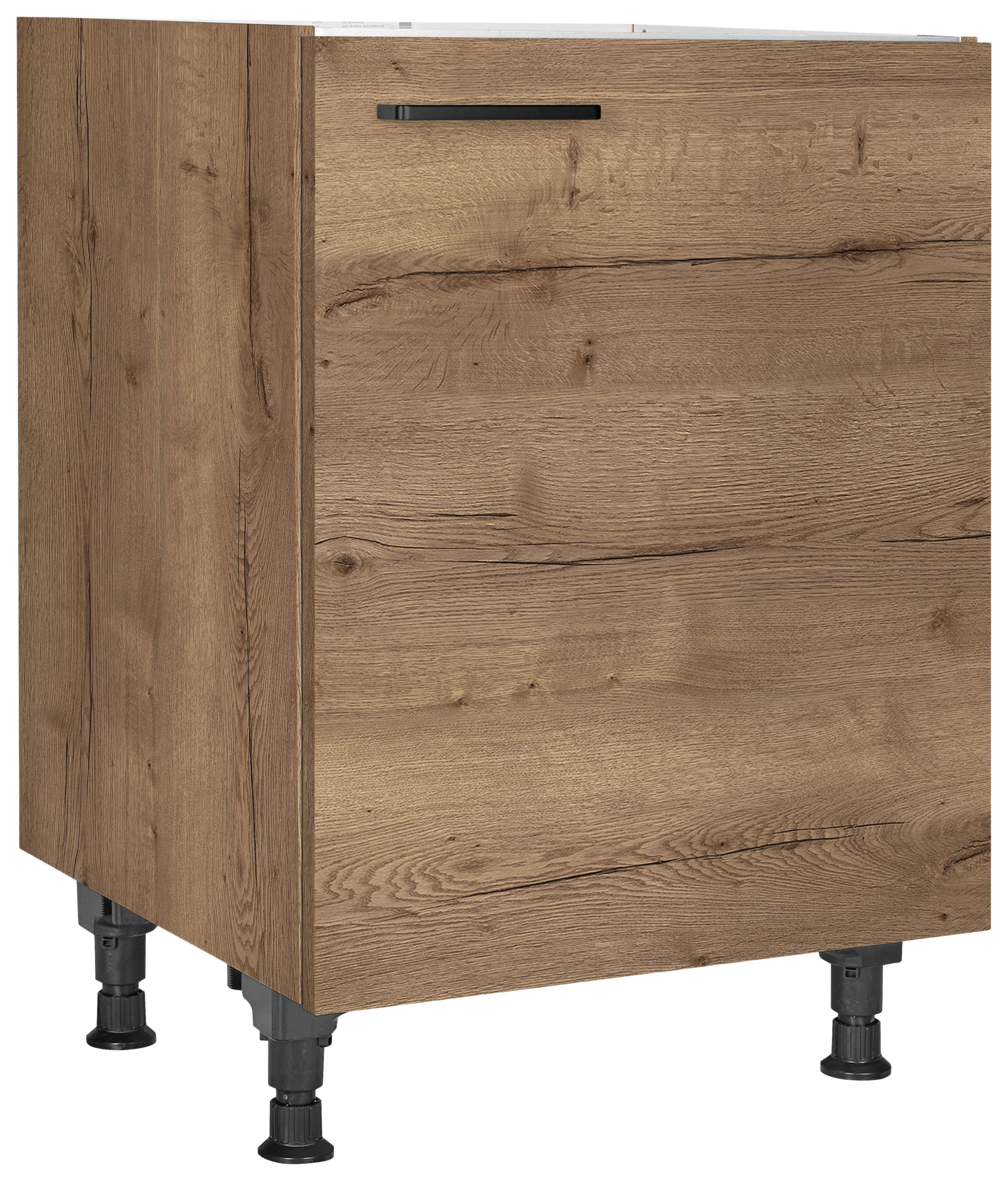 Spülenunterschrank Structura Eiche dunkel - Eiche dunkel/Schwarz, MODERN, Holzwerkstoff/Metall (60/87/56cm) - Nobilia