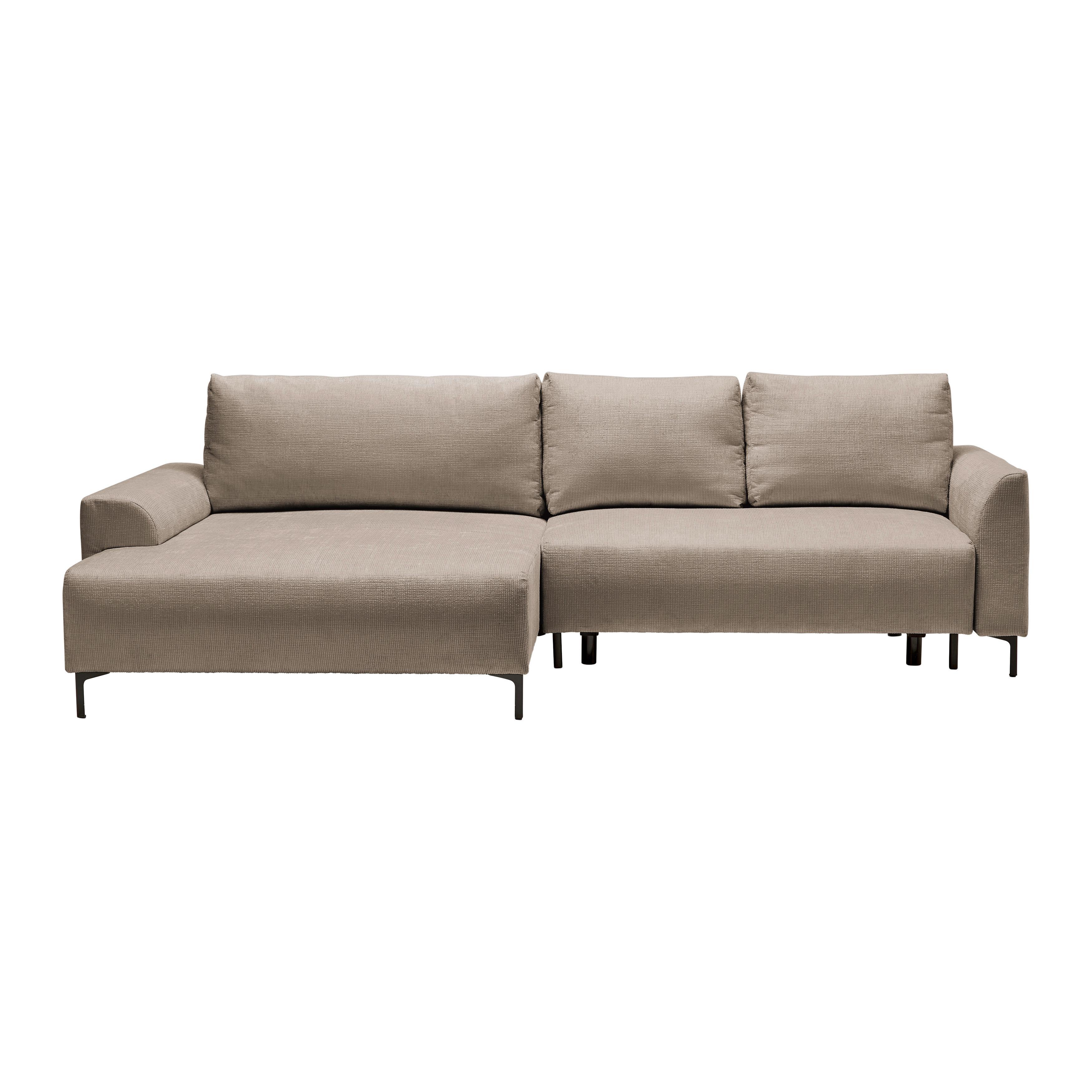 Ecksofa Integra Beige - Greige/Schwarz, Textil/Metall (170/81-93/294cm) - Mömax