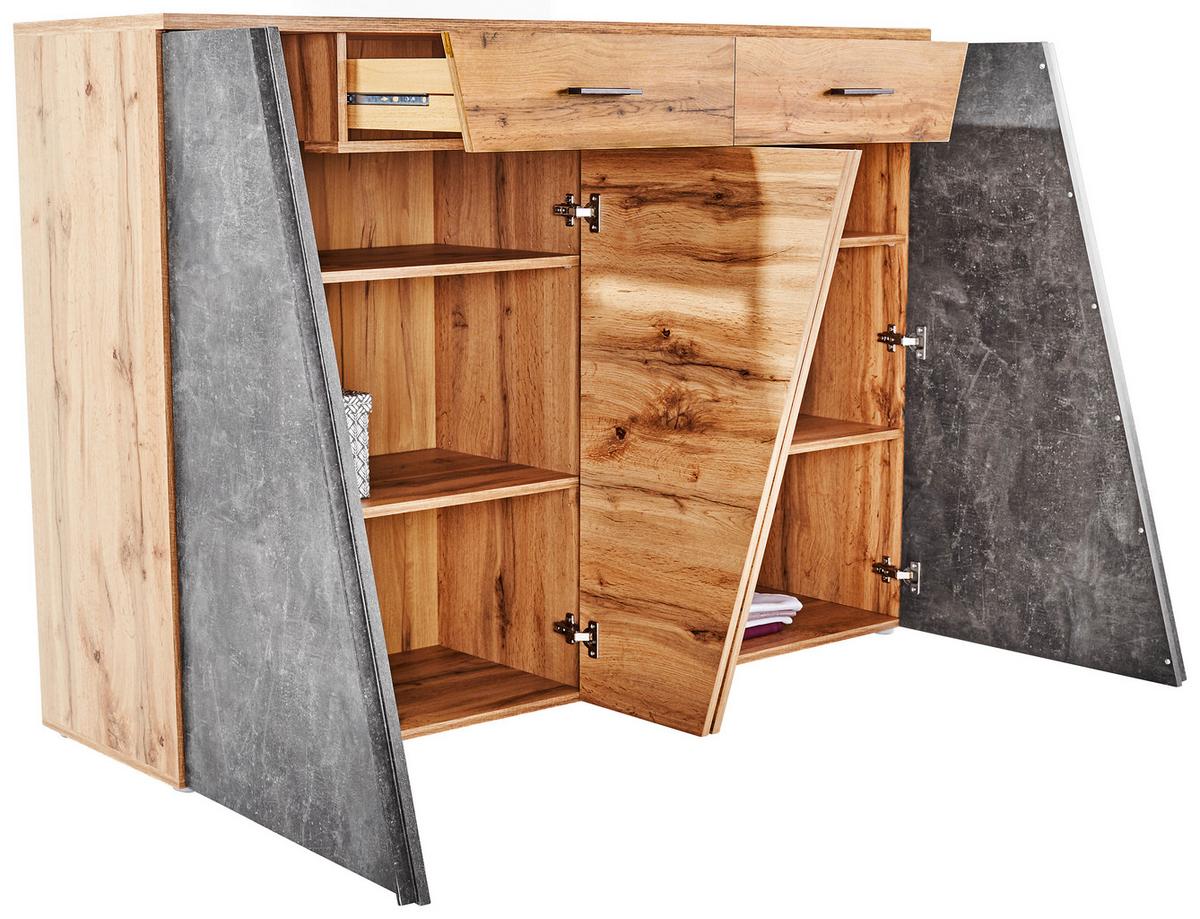 Komoda Venedig - barve kroma/siva, Moderno, umetna masa/leseni material (160/110/40cm) - Mömax