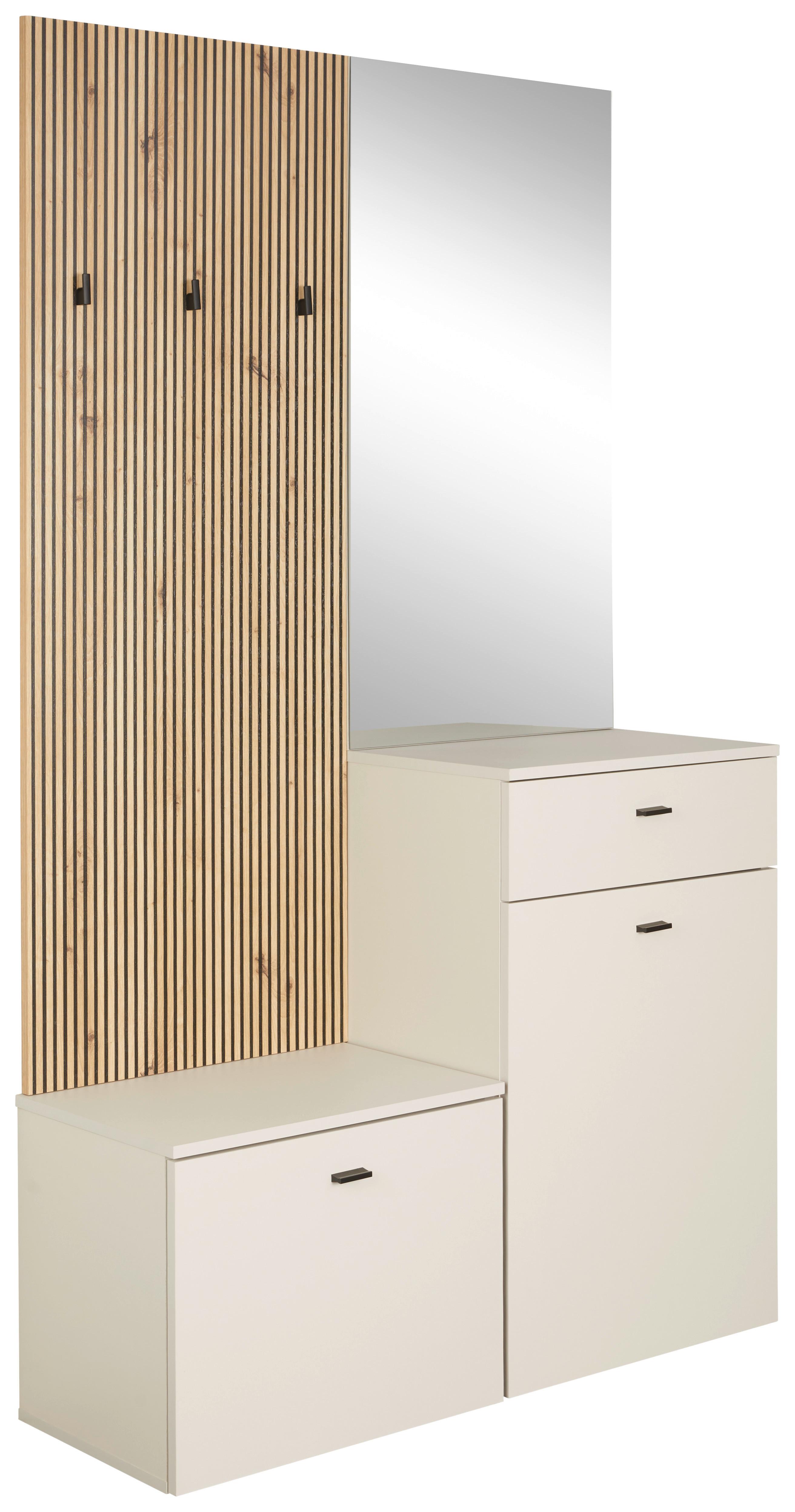 Ansamblu de hol ERIKA - cașmir/stejar Artisan, Modern, sticlă/material pe bază de lemn (100/192,1/36,6cm) - Modern Living