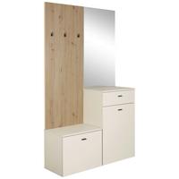 Ansamblu de hol ERIKA - cașmir/stejar Artisan, Modern, sticlă/material pe bază de lemn (100/192,1/36,6cm) - Modern Living