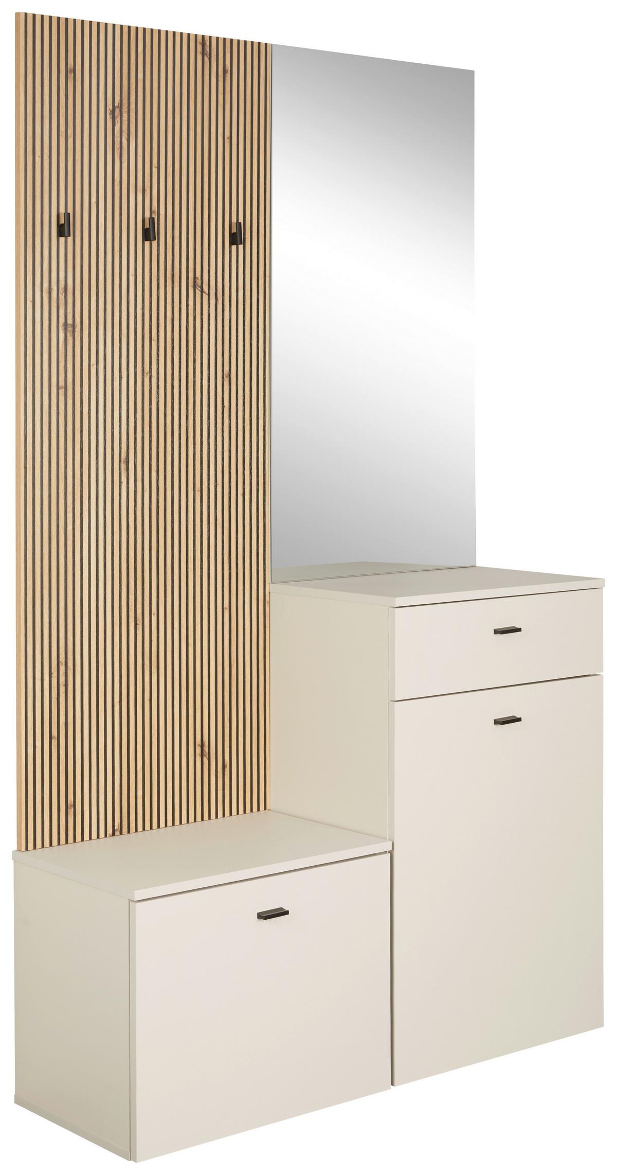 Ansamblu de hol ERIKA - cașmir/stejar Artisan, Modern, sticlă/material pe bază de lemn (100/192,1/36,6cm) - Modern Living