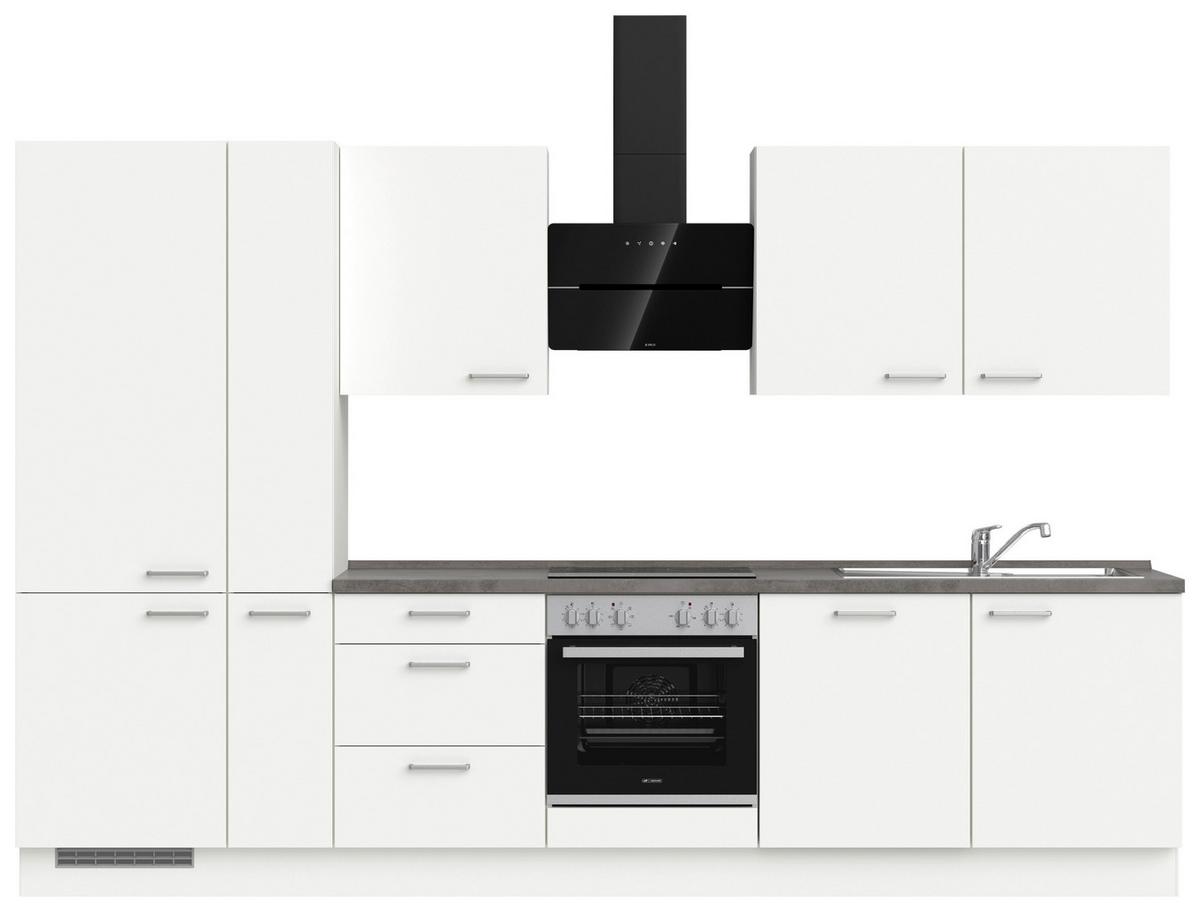 Küchenleerblock Touch High o. Geräte Weiß - Edelstahlfarben/Weiß, MODERN, Holzwerkstoff/Metall (330cm) - Nobilia