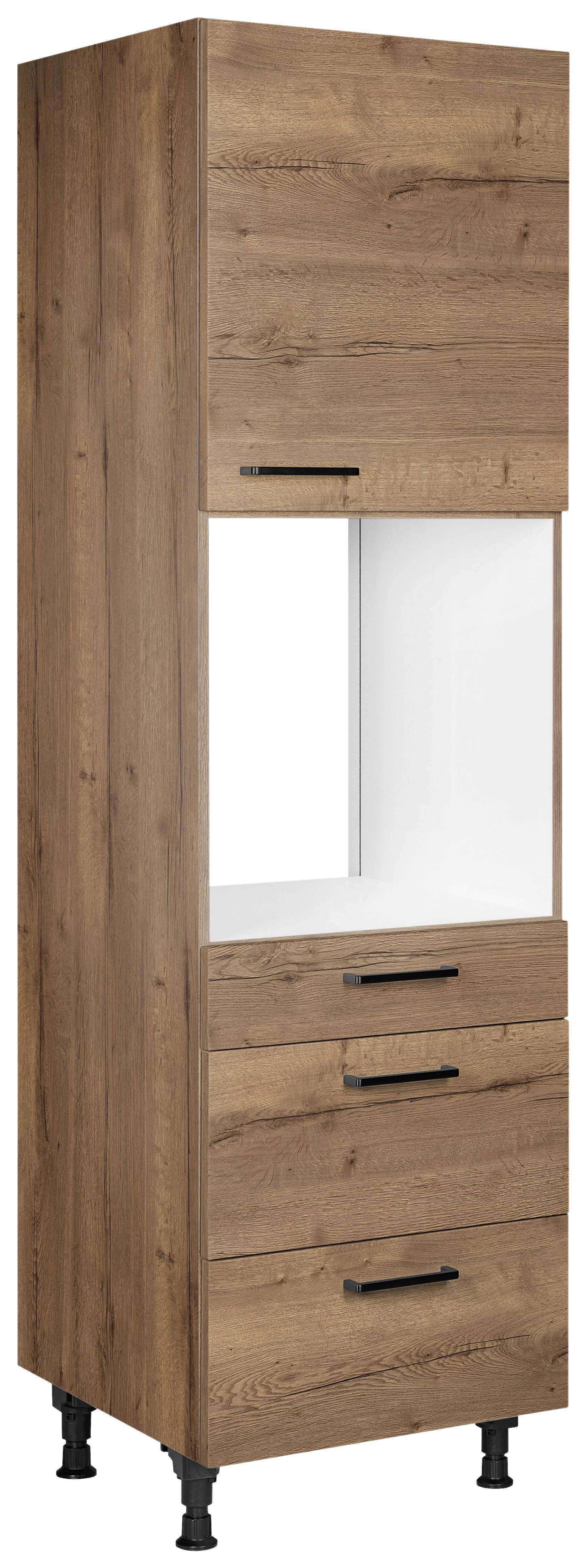 Geräteumbauschrank Structura Eiche dunkel - Eiche dunkel/Schwarz, MODERN, Holzwerkstoff/Metall (60/216,6/58cm) - Nobilia