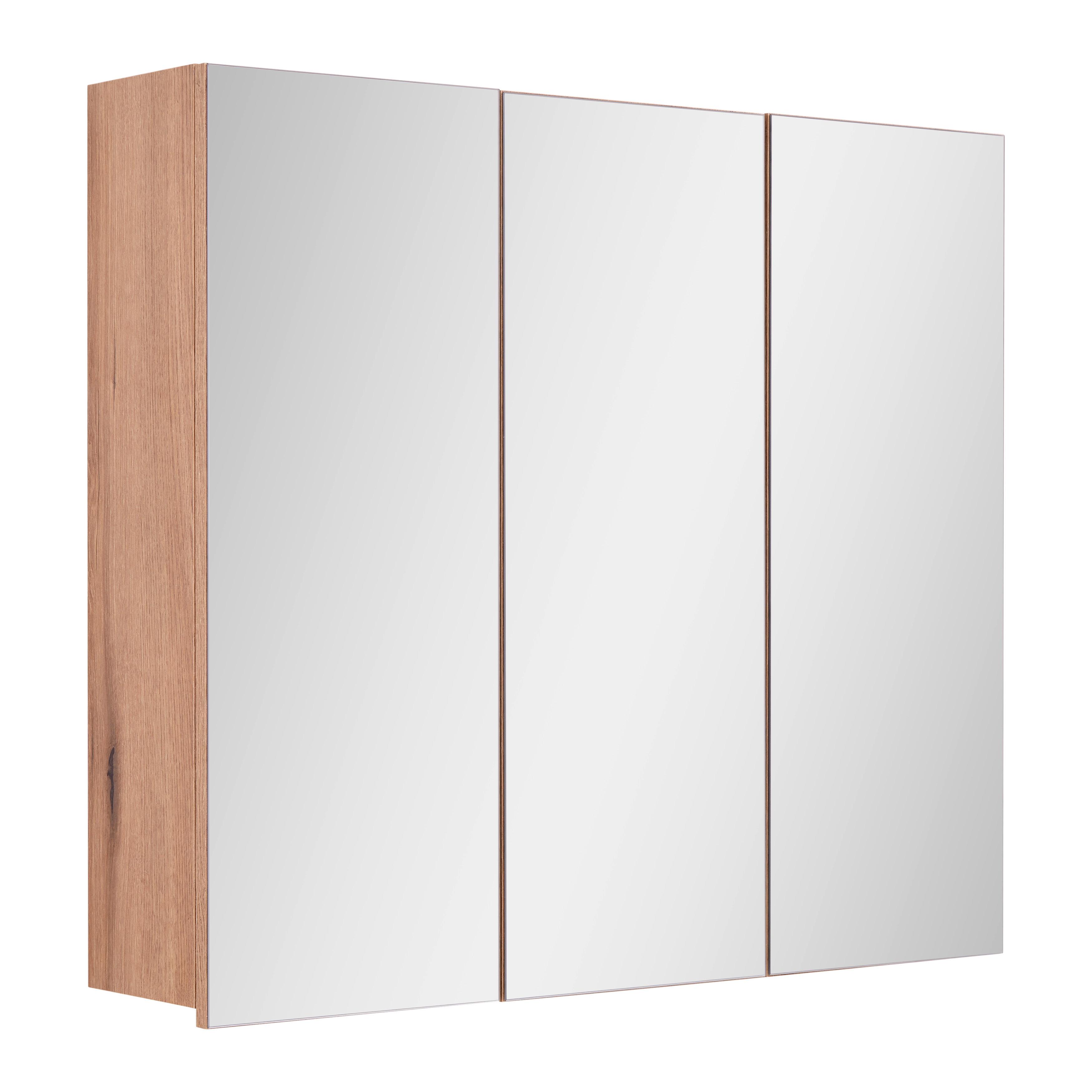Spiegelschrank Purebliss Eichefarben - MODERN, Holzwerkstoff (90/80/20cm) - Mömax