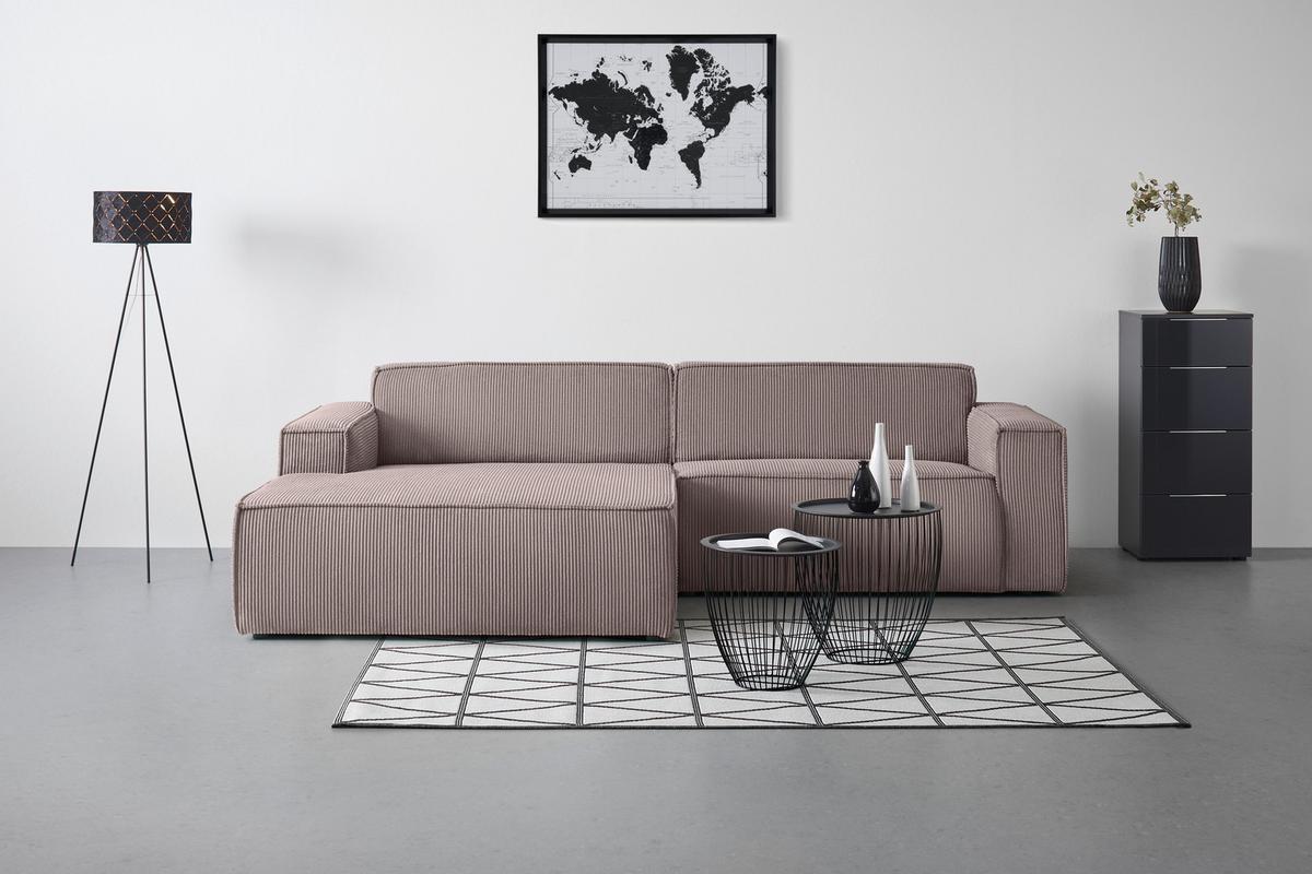 Wohnlandschaft Loft in Graubraun - Graubraun/Schwarz, MODERN, Kunststoff/Textil (172/75/265cm) - Mömax