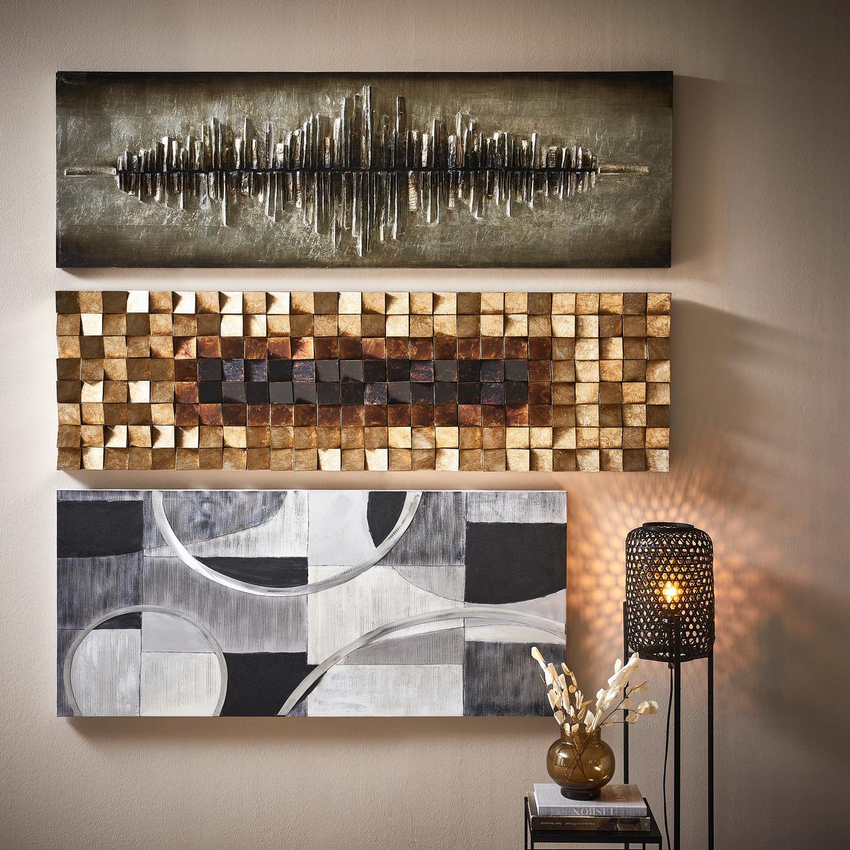 OBRAZ PRZESTRZENNY G120912XL - kolor srebrny/różnokolorowy, Design, tworzywo sztuczne/drewno (180/55cm) - Monee