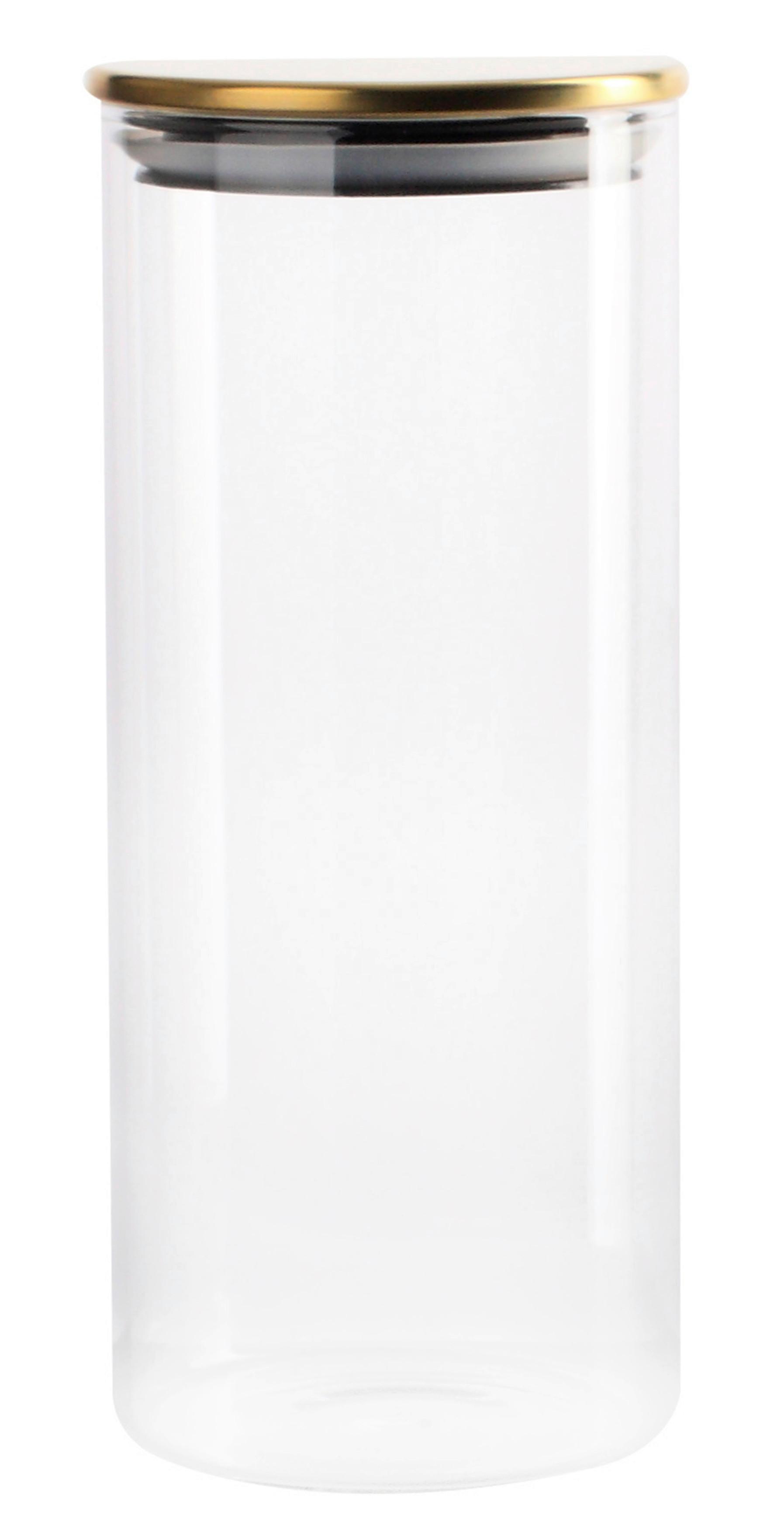 Vorratsdose Goldline aus Glas ca. 900ml - Transparent/Goldfarben, ROMANTIK / LANDHAUS, Glas/Kunststoff (8,8/20,6cm) - Mömax
