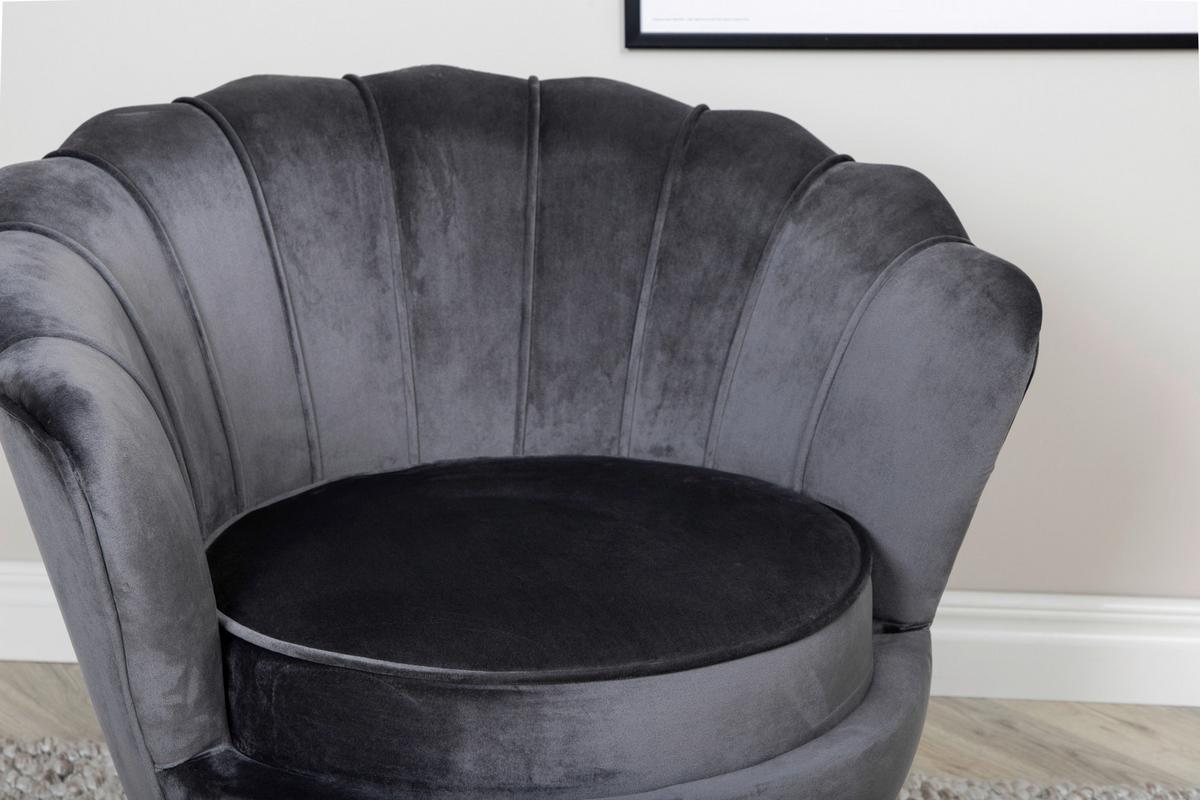 Sessel Calais ca. 83x76 cm Dunkelgrau Samt - Dunkelgrau/Schwarz, Design, Textil/Metall (83/76/77cm) - Livetastic