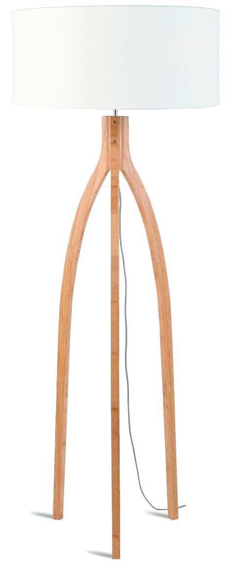 Stoječa Svetilka Anna, Bela, Bambus - bela/naravne barve, Trend, tekstil/les (60/160cm) - Good & Mojo