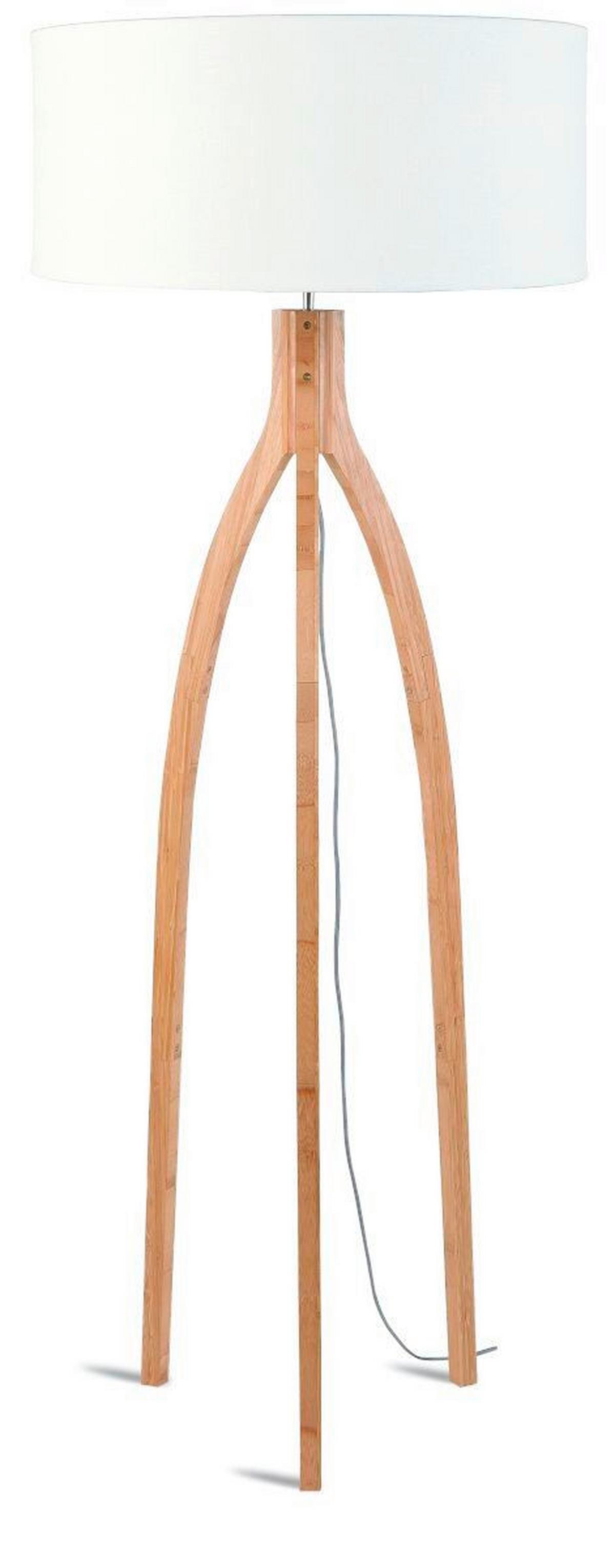 Stoječa Svetilka Anna, Bela, Bambus - bela/naravne barve, Trend, tekstil/les (60/160cm) - Good & Mojo