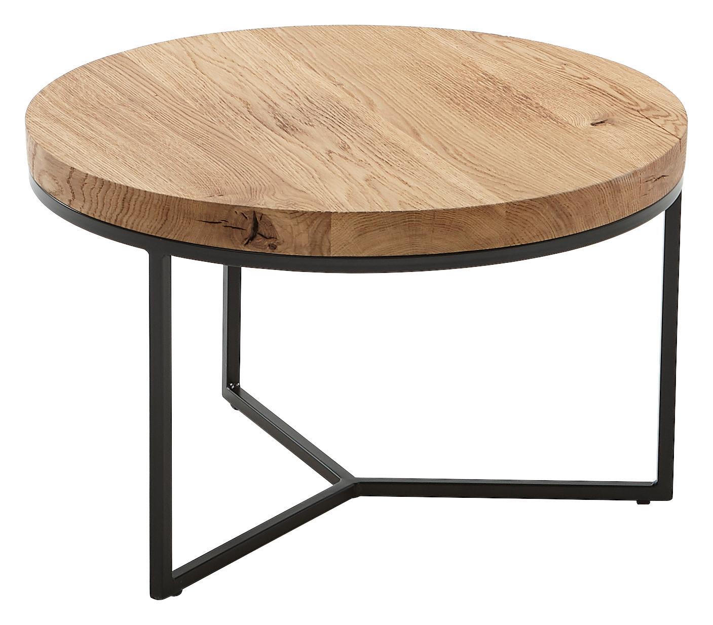 STOLIK KAWOWY VILLACH - kolor dębowy/czarny, Design, metal/drewno (60/60/38cm) - Novel