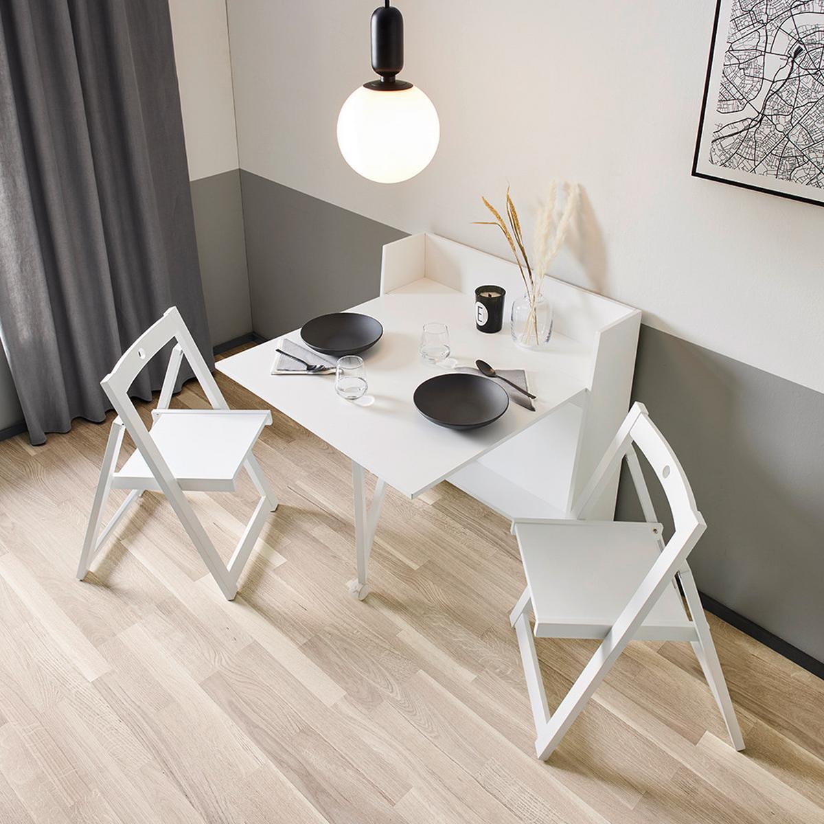 Sitzgruppe Holz Theo Weiß, klappbar ca. 85x83cm - Weiß, MODERN, Holz/Holzwerkstoff (85/83/85cm) - Bessagi Home